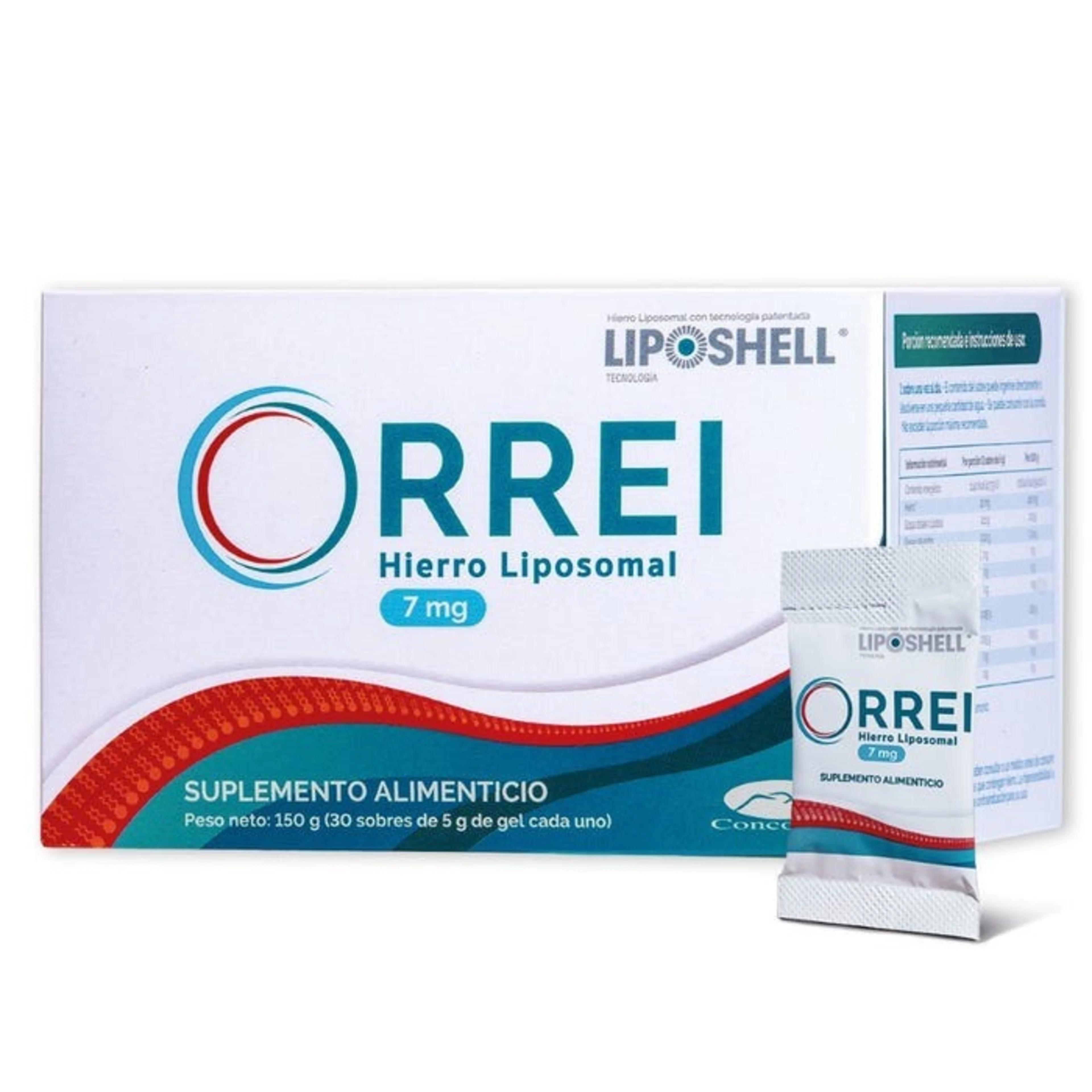 Orrei Hierro Liposomal con 30 Sobres de 7 mg