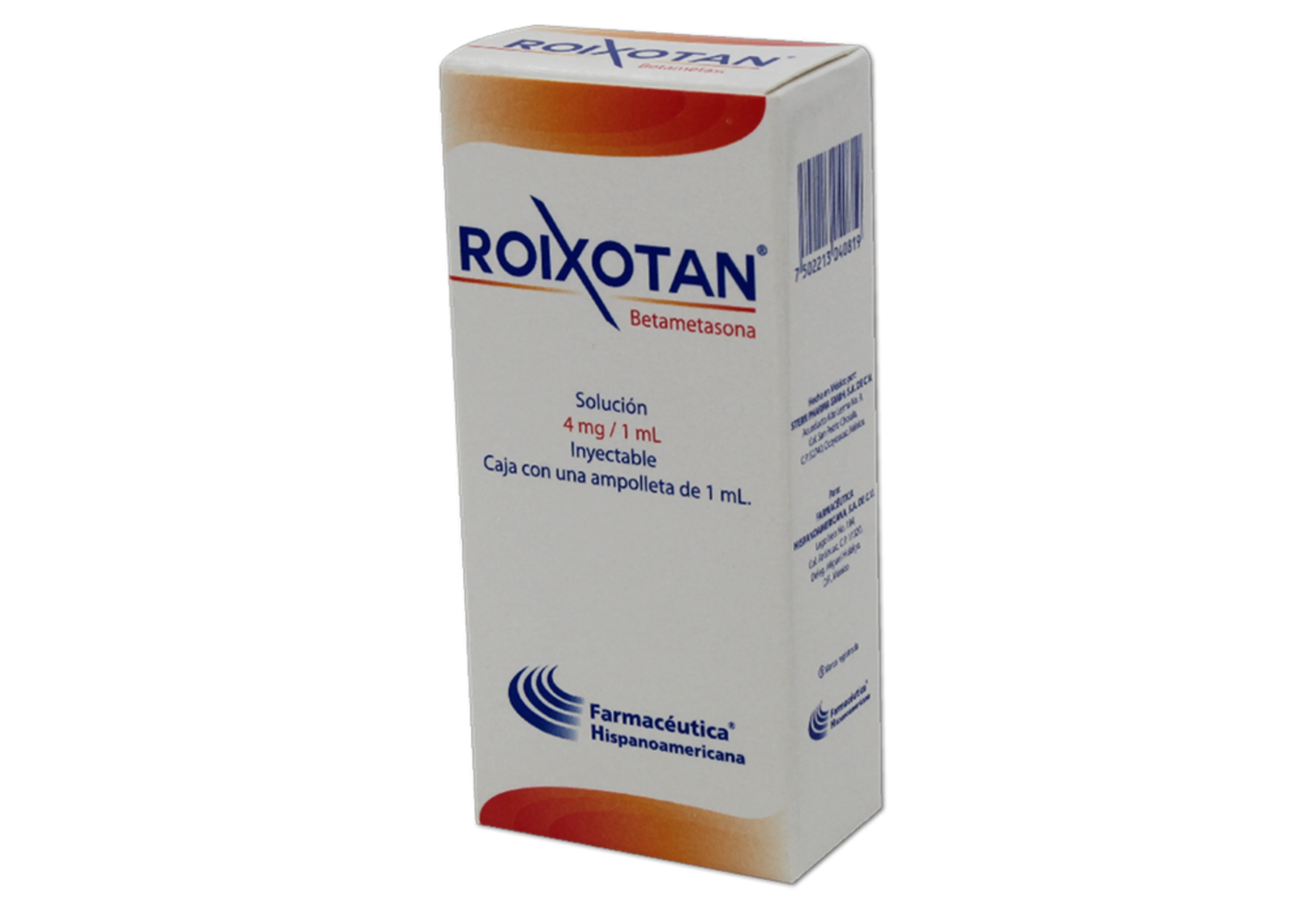 Roixotan 4 Mg Con 1 Ampolleta De 1 Ml Solución Inyectable
