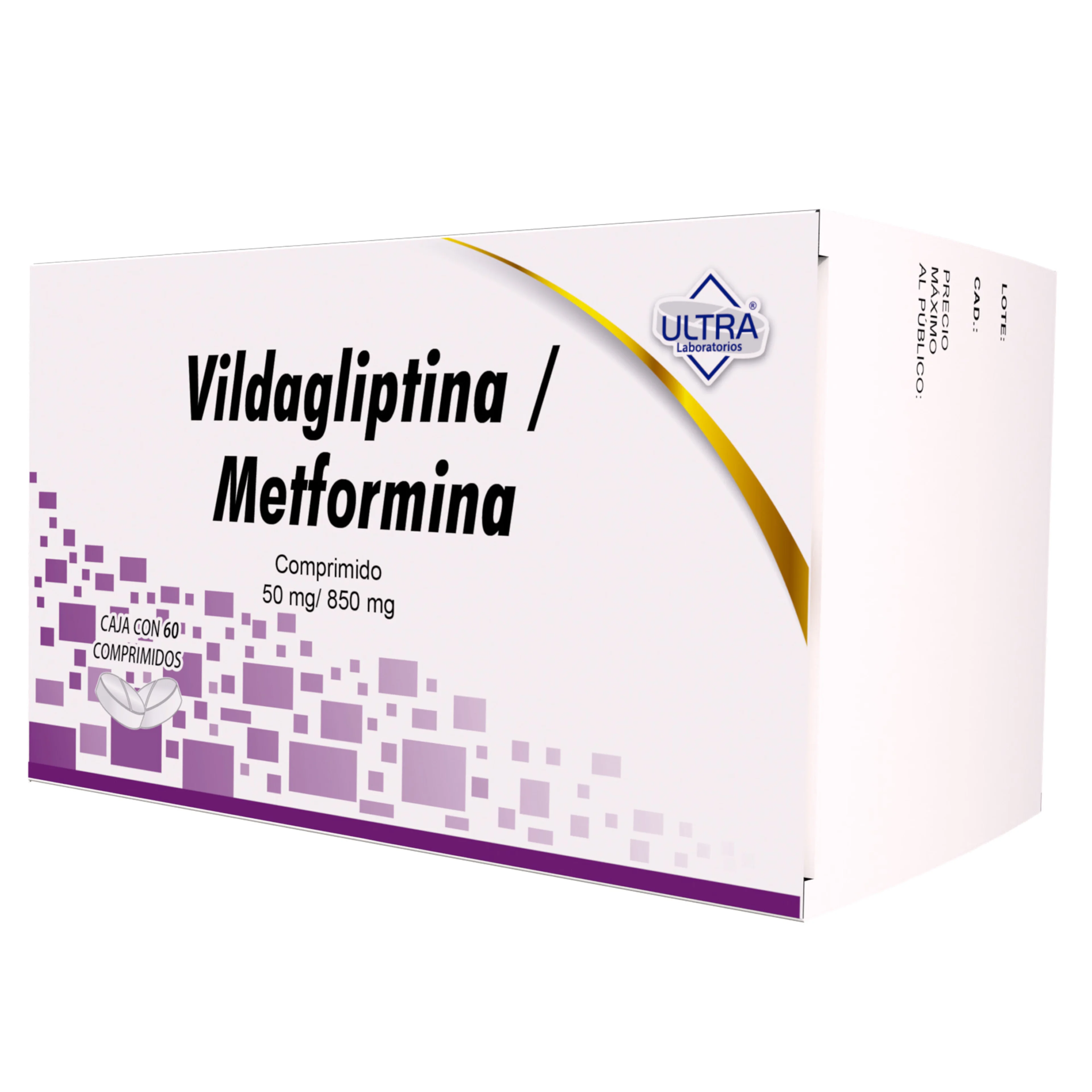 Vildagliptina, Metformina 50/850 Mg Con 60 Comprimidos