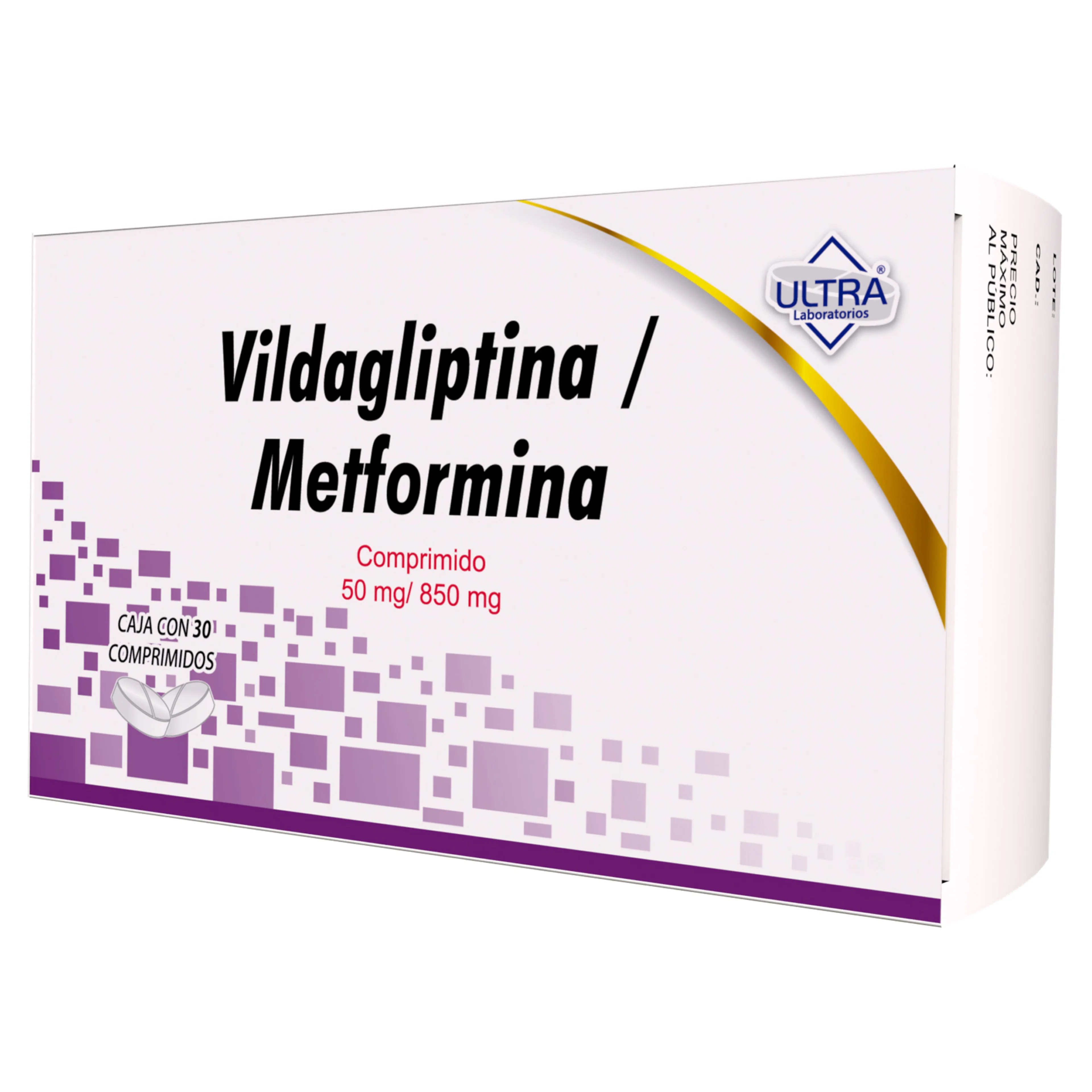 Vildagliptina, Metformina 50/850 Mg Con 30 Comprimidos