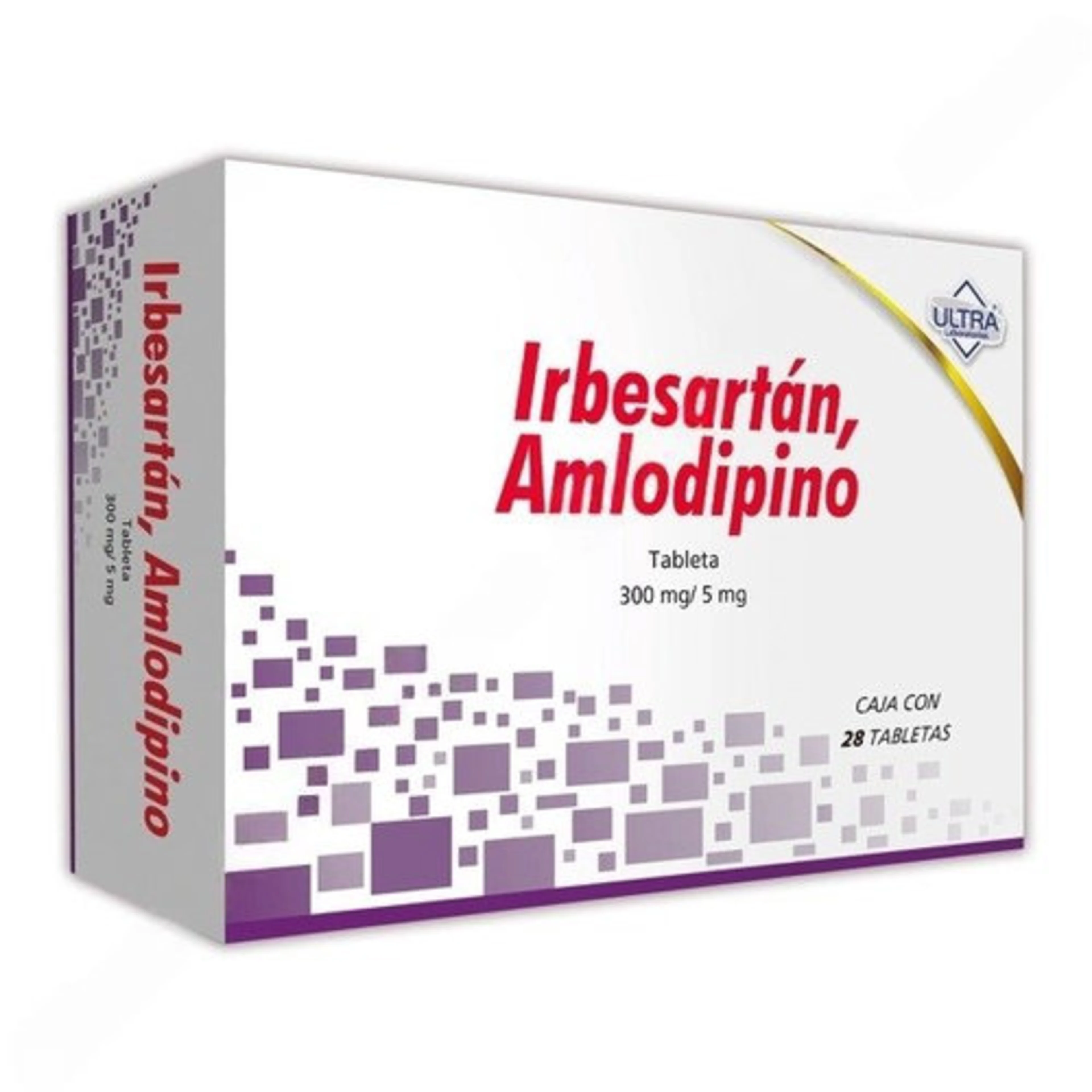 Amlodipino Irbesartán 300 Mg / 5 Mg Con Con 28 Tabletas