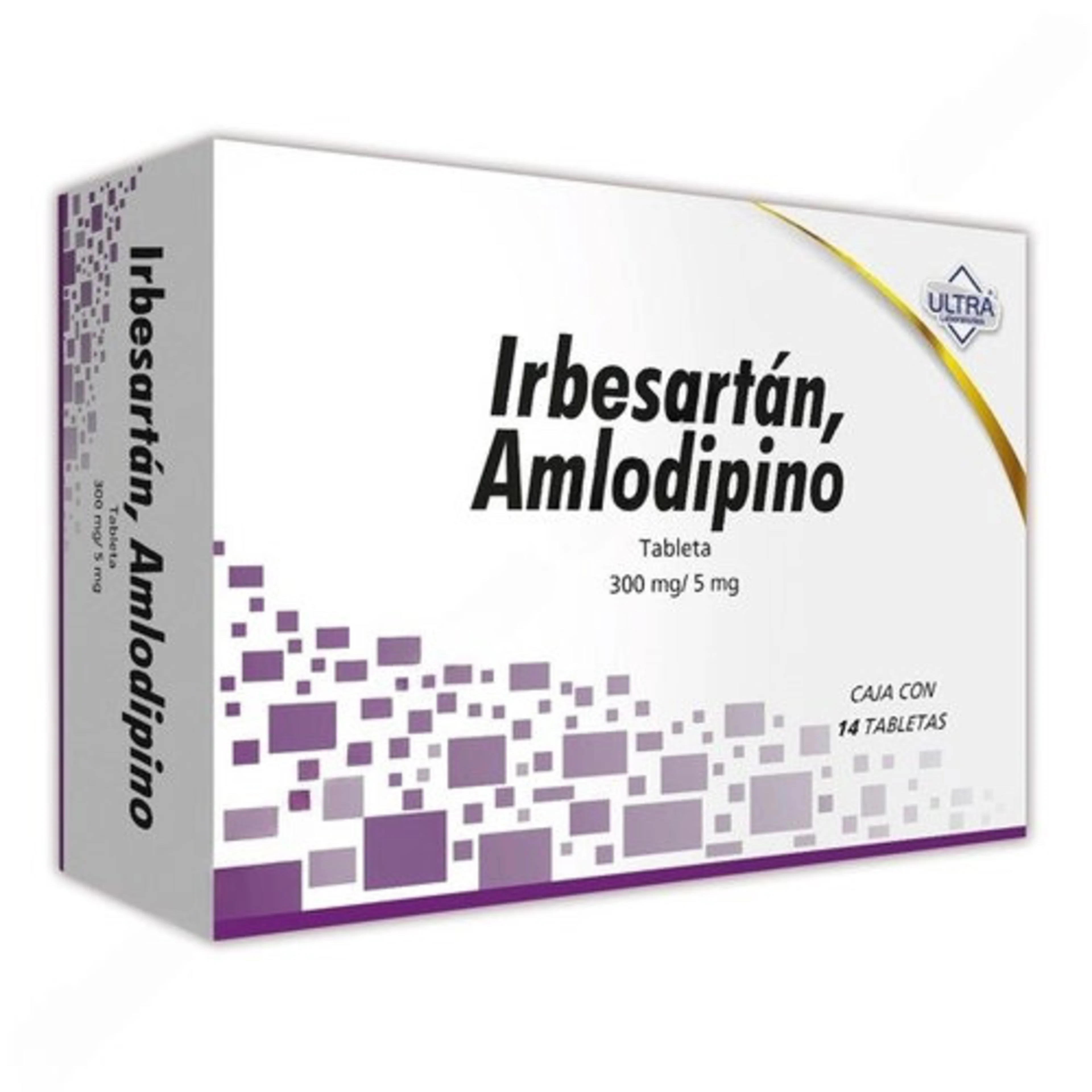 Amlodipino Irbesartán 300 Mg / 5 Mg Con Con 14 Tabletas