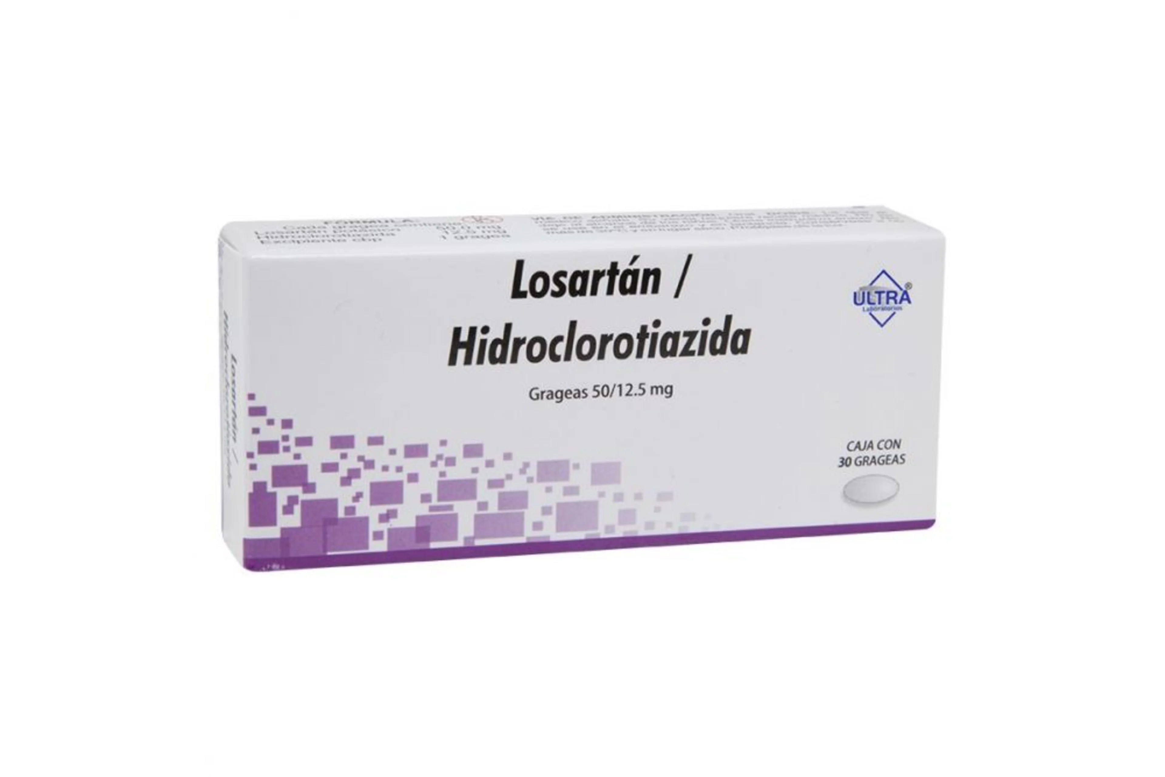 Losartán, Hidroclorotiazida 5/12.5 Mg Con 30 Grageas