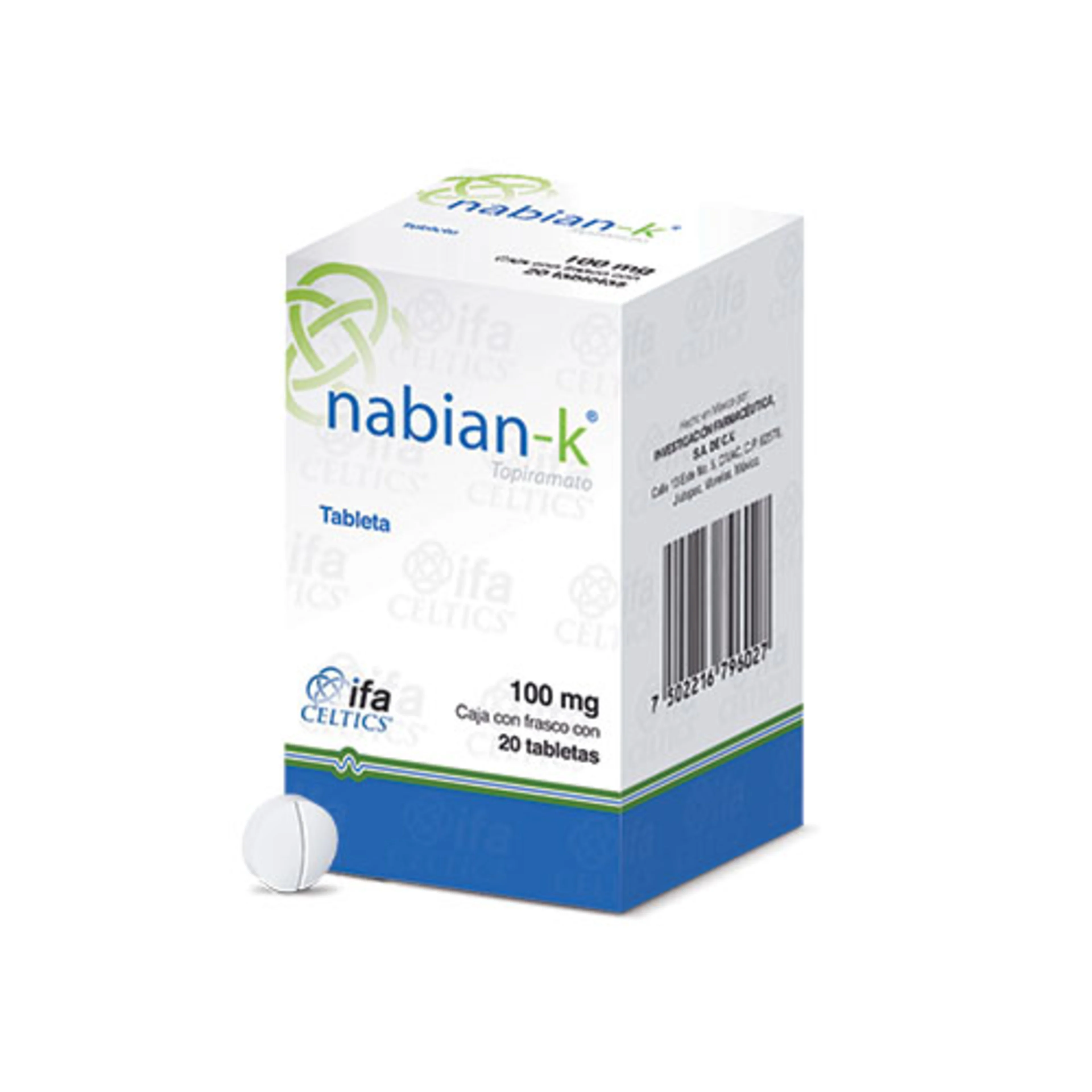 Nabian-K 100 mg con 20 Tabletas