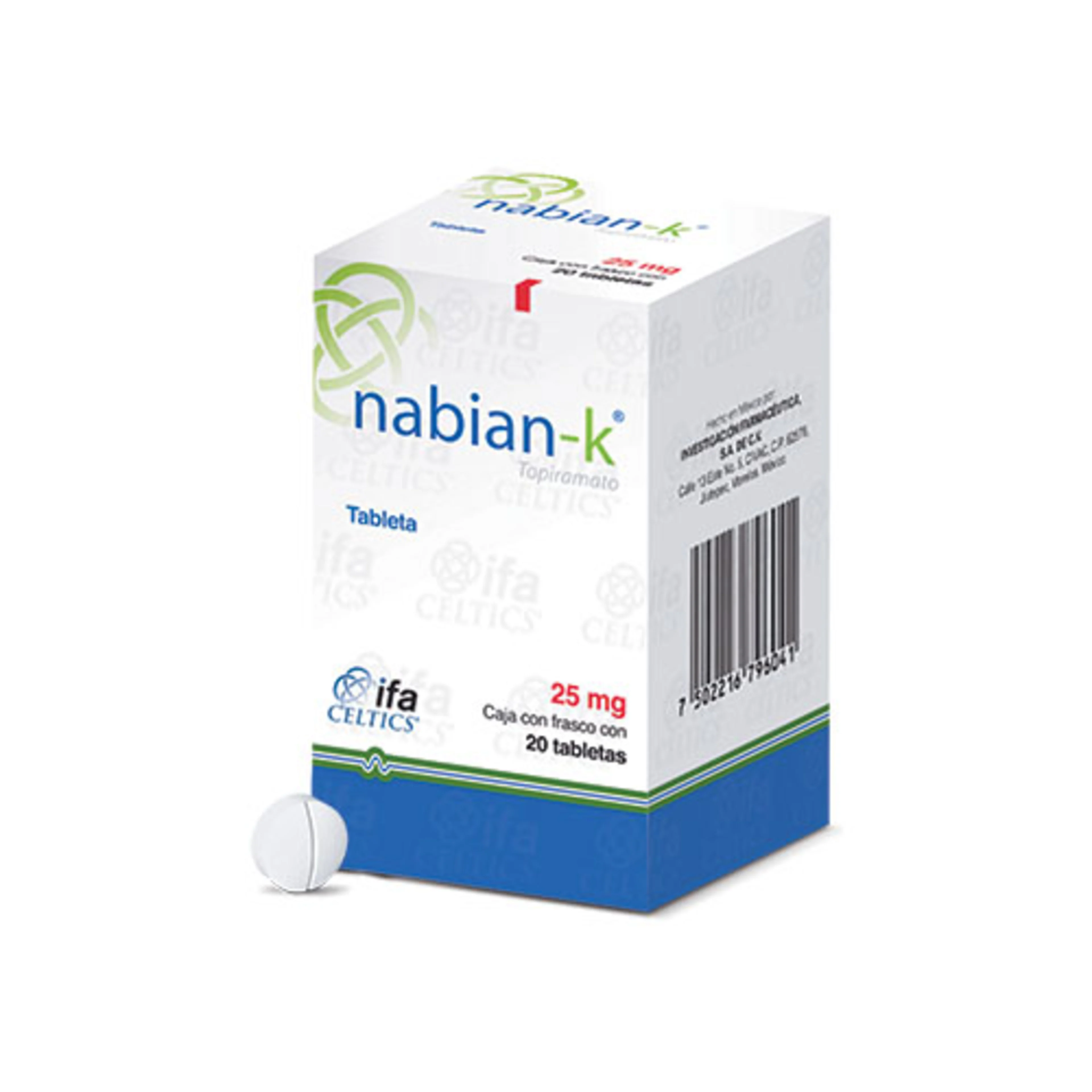 Nabian-K 25 mg con 20 Tabletas
