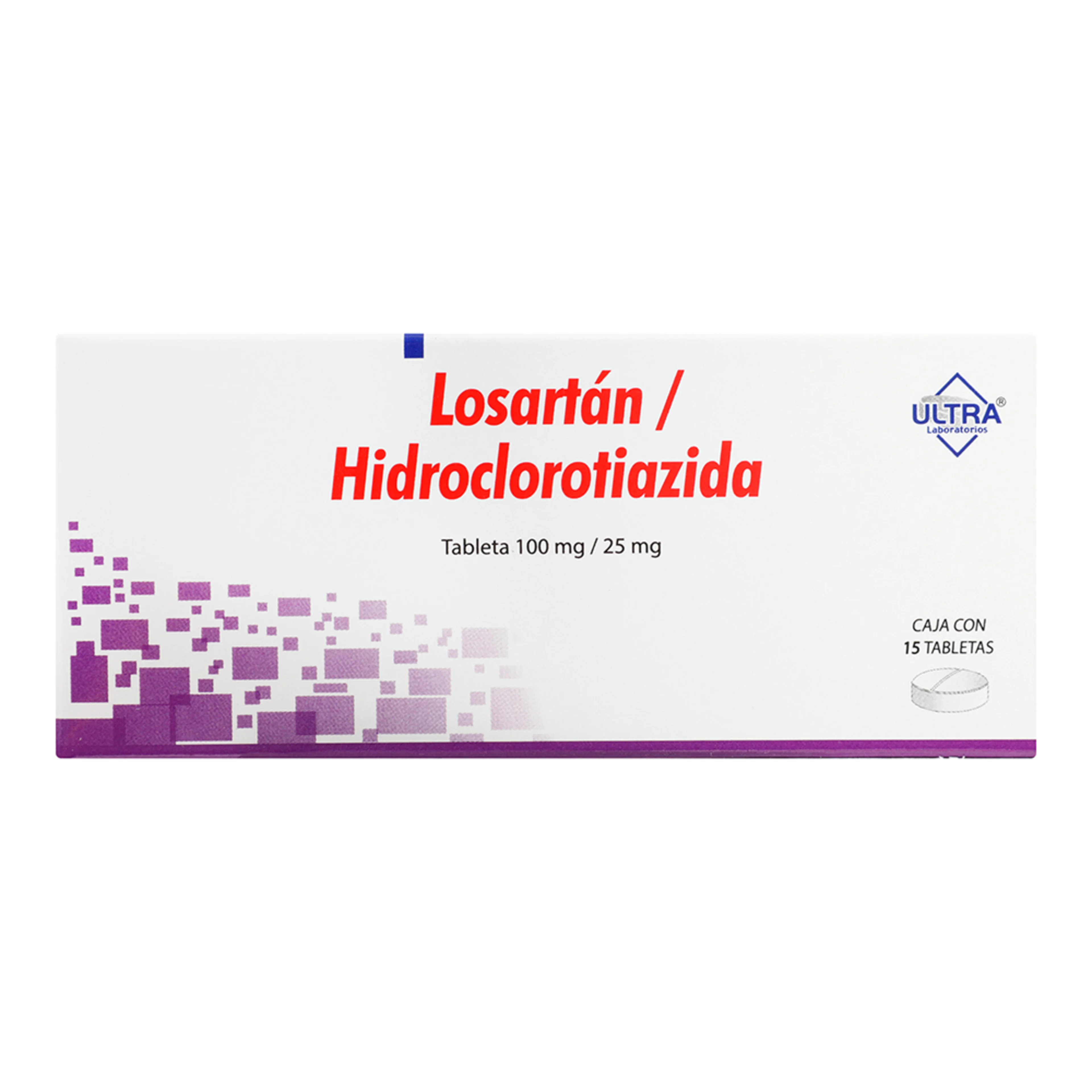 Losartán Hidroclorotiazida 100 Mg / 25 Mg Con 15 Tabletas (Ultra)