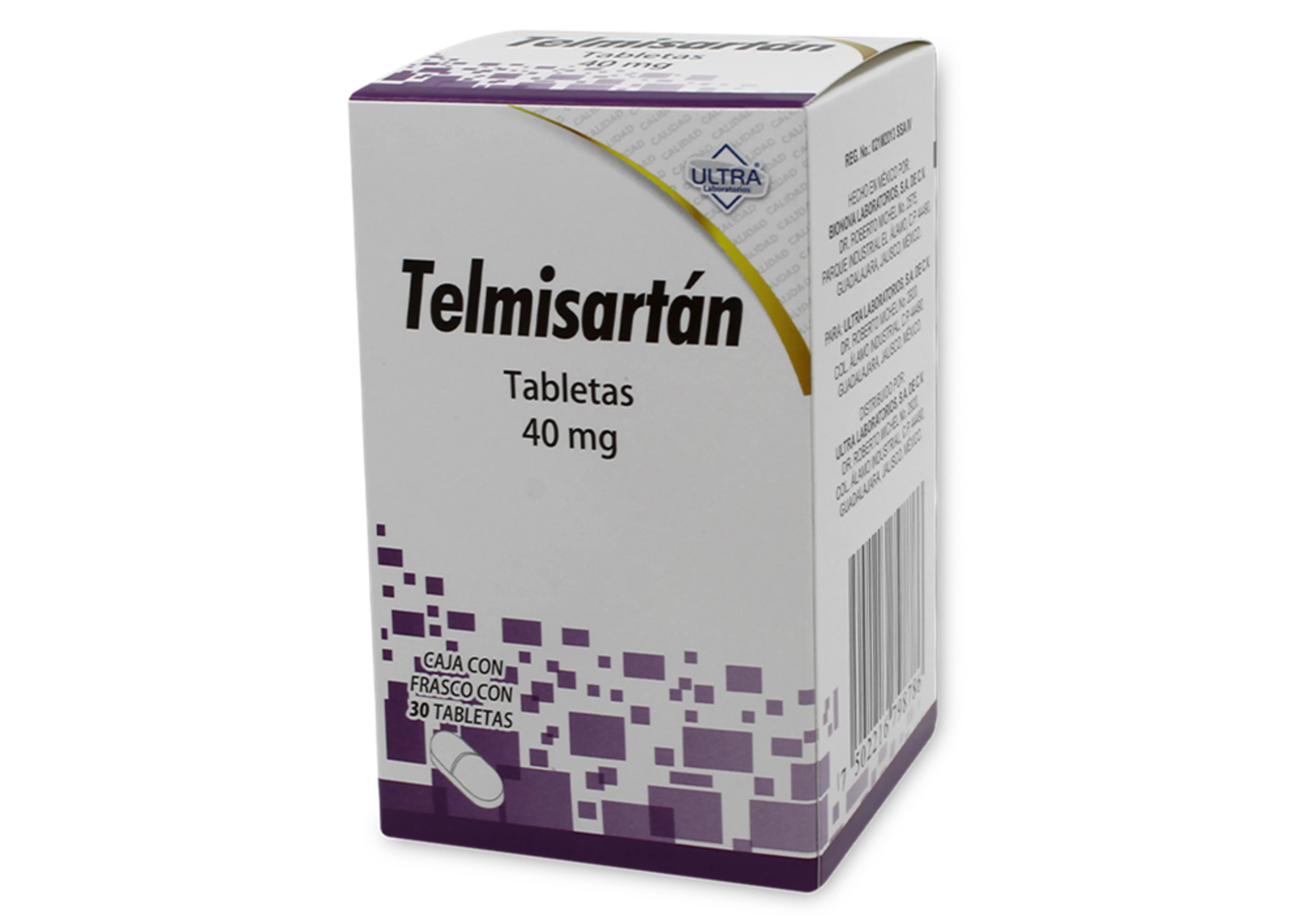 Telmisartán 40 Mg Frasco Con 30 Tabletas (Ultra)