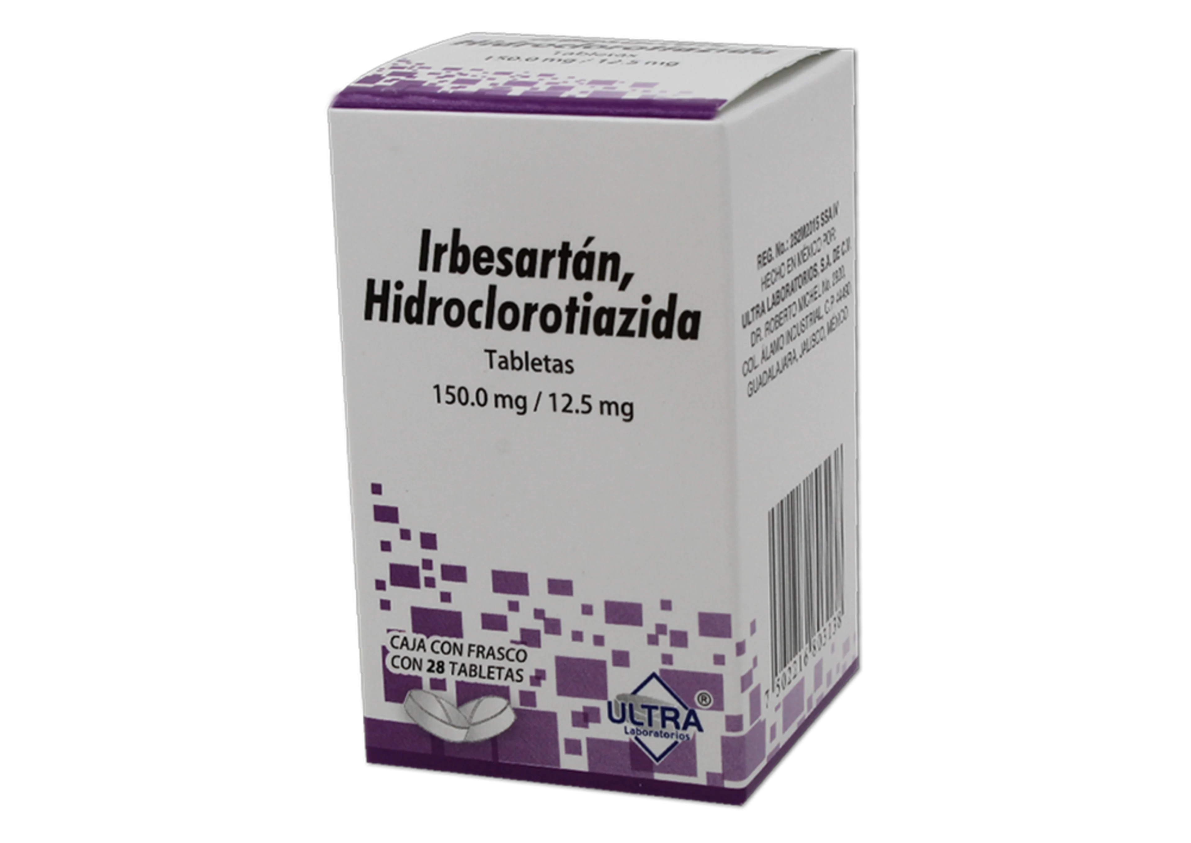 Irbesartán, Hidroclorotiazida 150/12.5 Mg Con 28 Tabletas