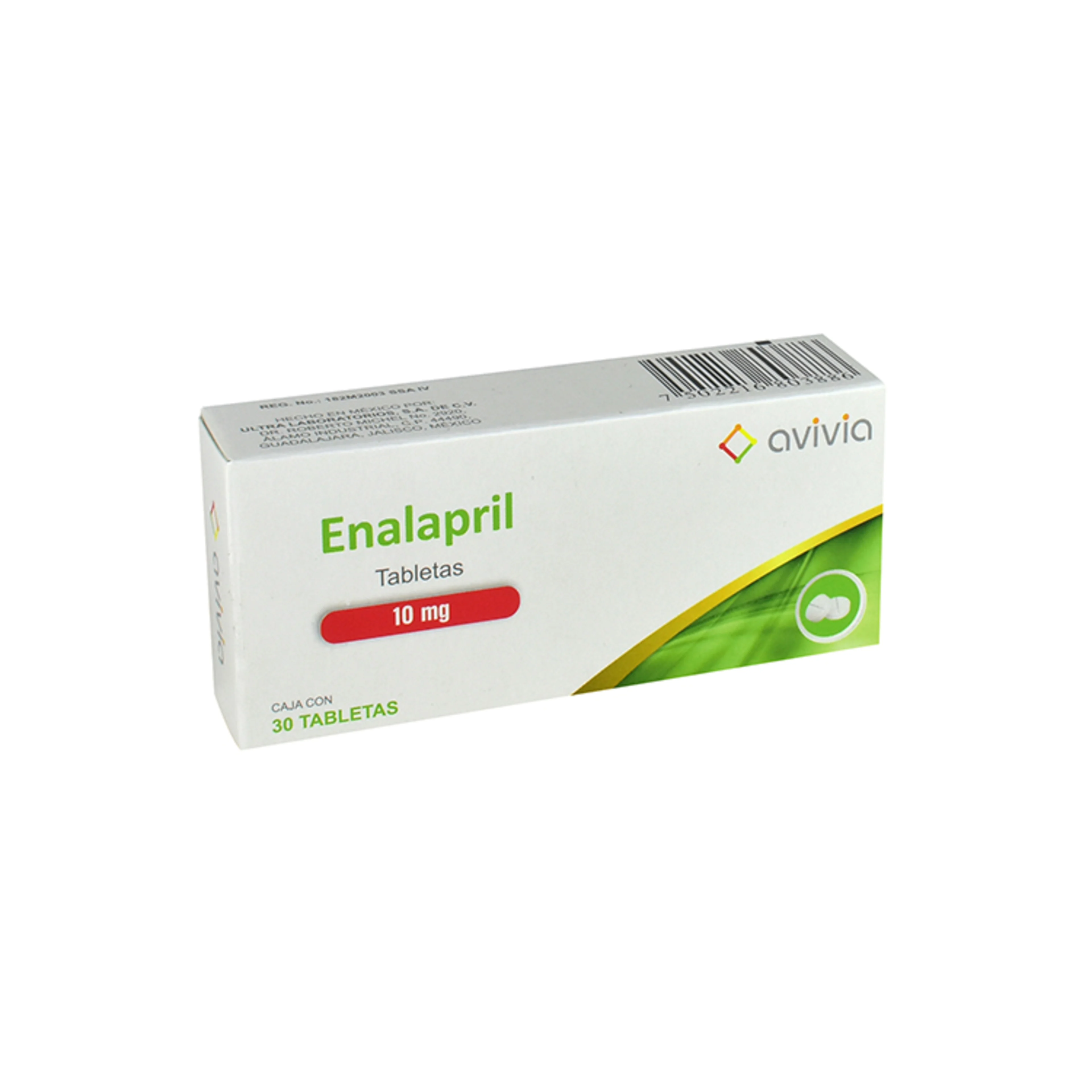 Enalapril 10 Mg Con 30 Tabletas (Avivia)