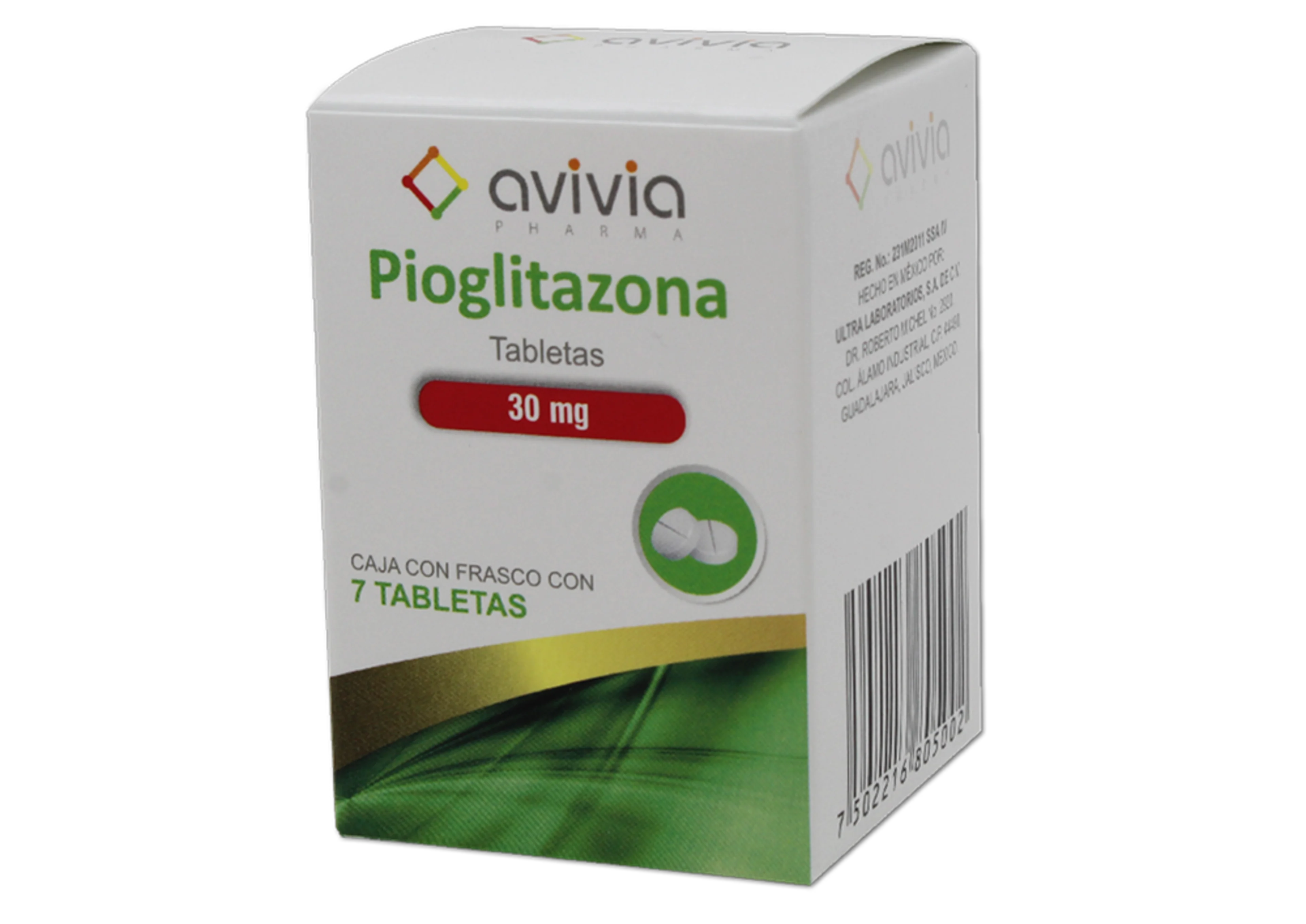 Pioglitazona 30 Mg Con 7 Tabletas (Avivia)