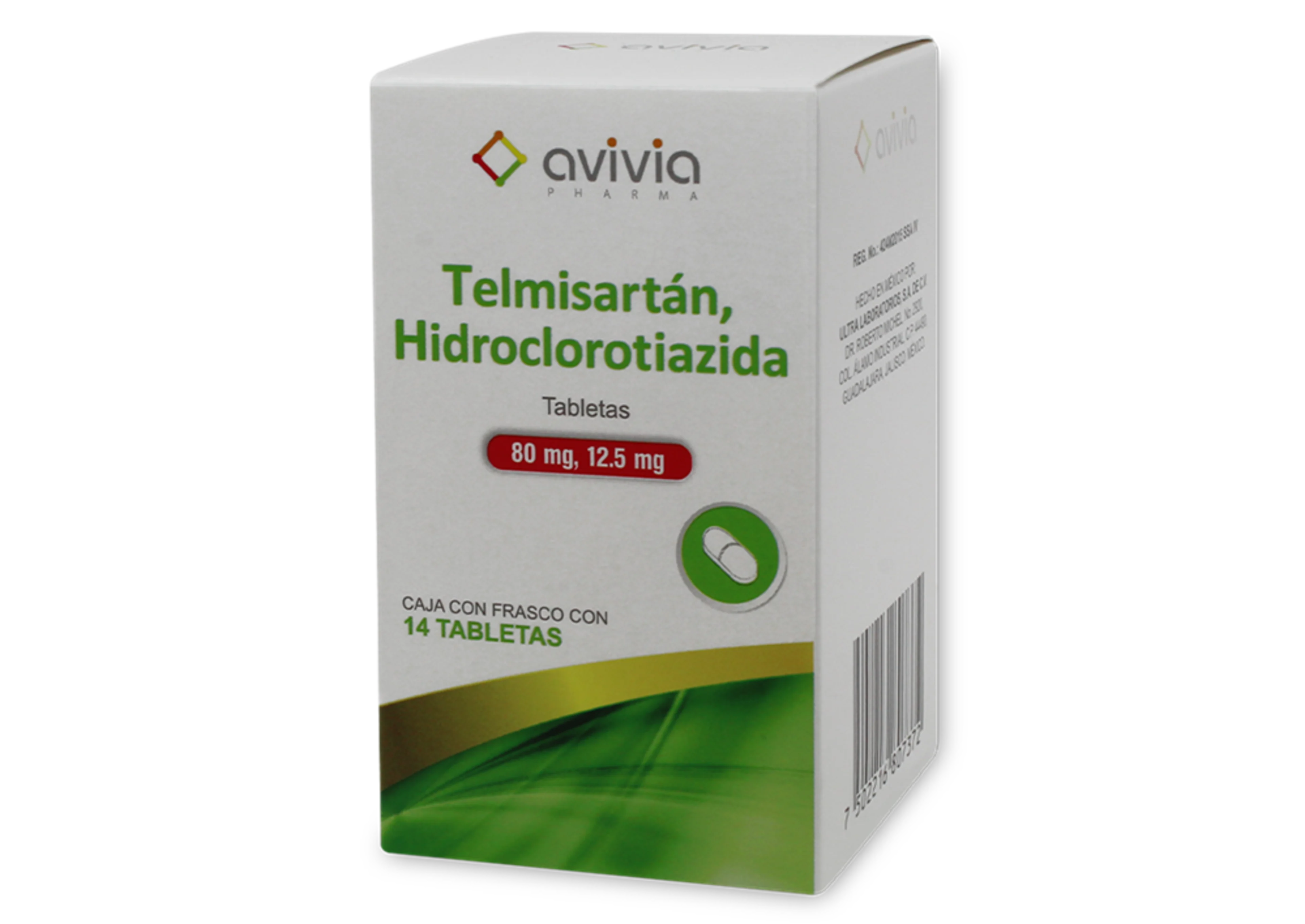 Telmisartán, Hidroclorotiazida 80/12.5 Mg Con 14 Tabletas (Avivia)