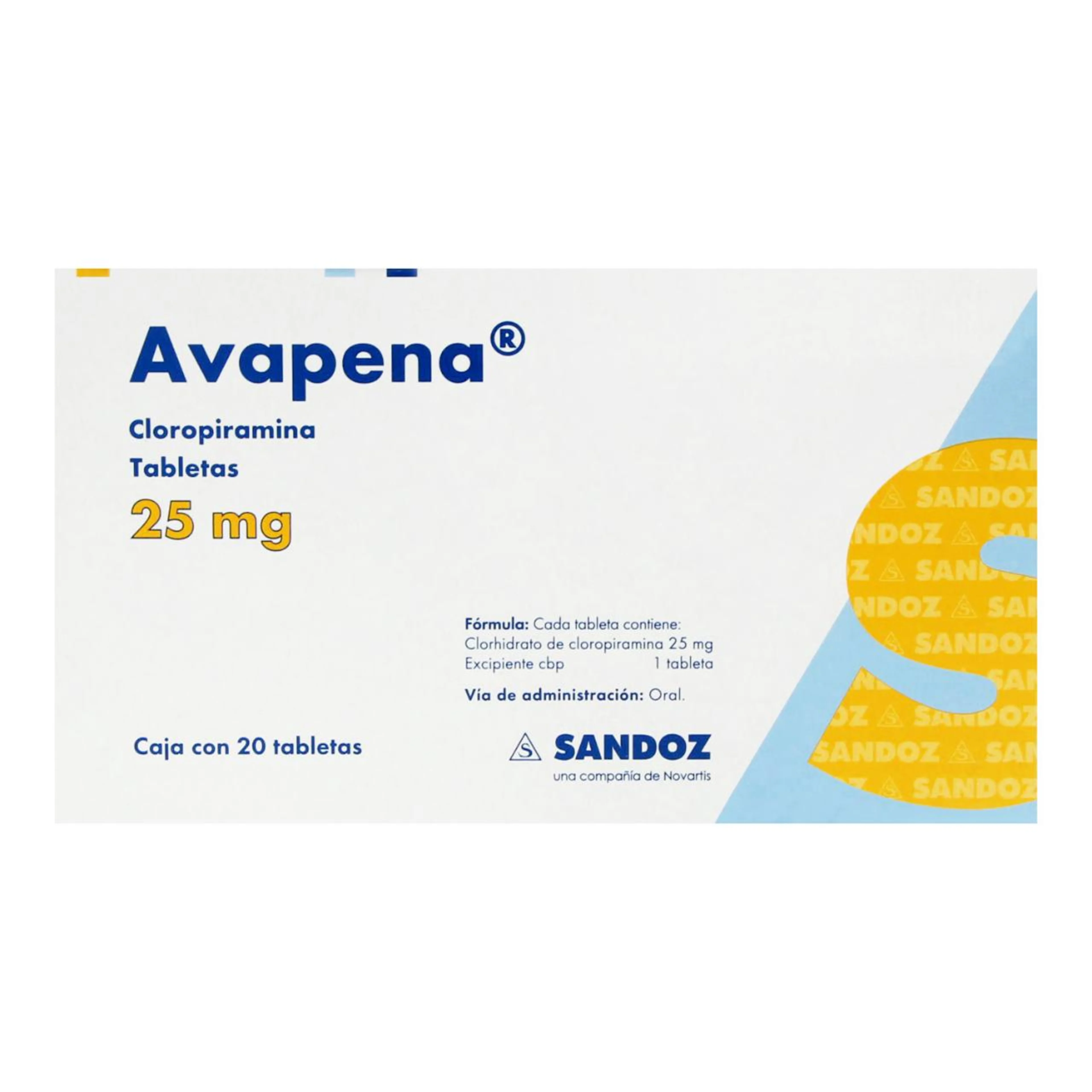Avapena 25 Mg Con 20 Tabletas