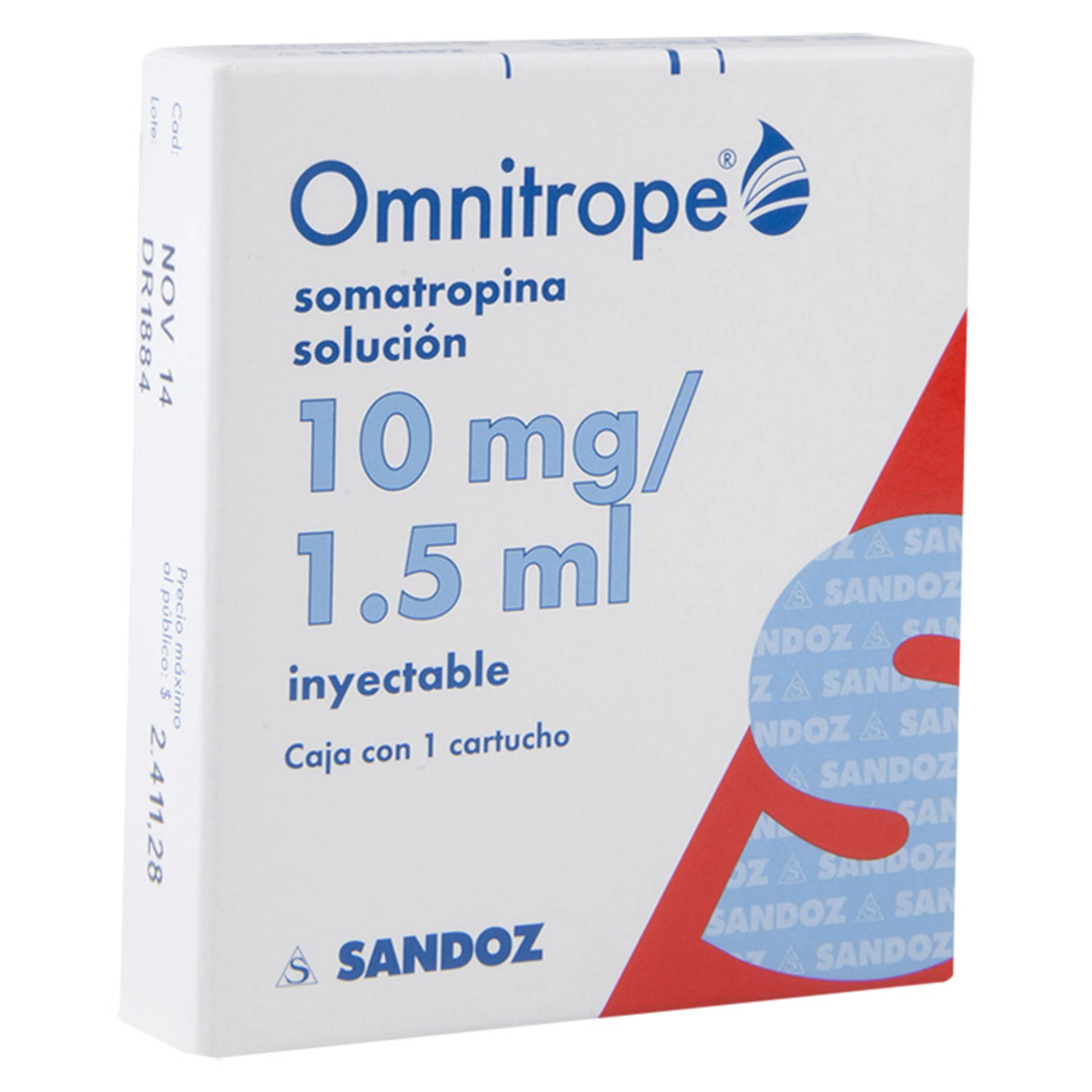 Omnitrope somatropina 100 mg con 1 cartucho prellenado