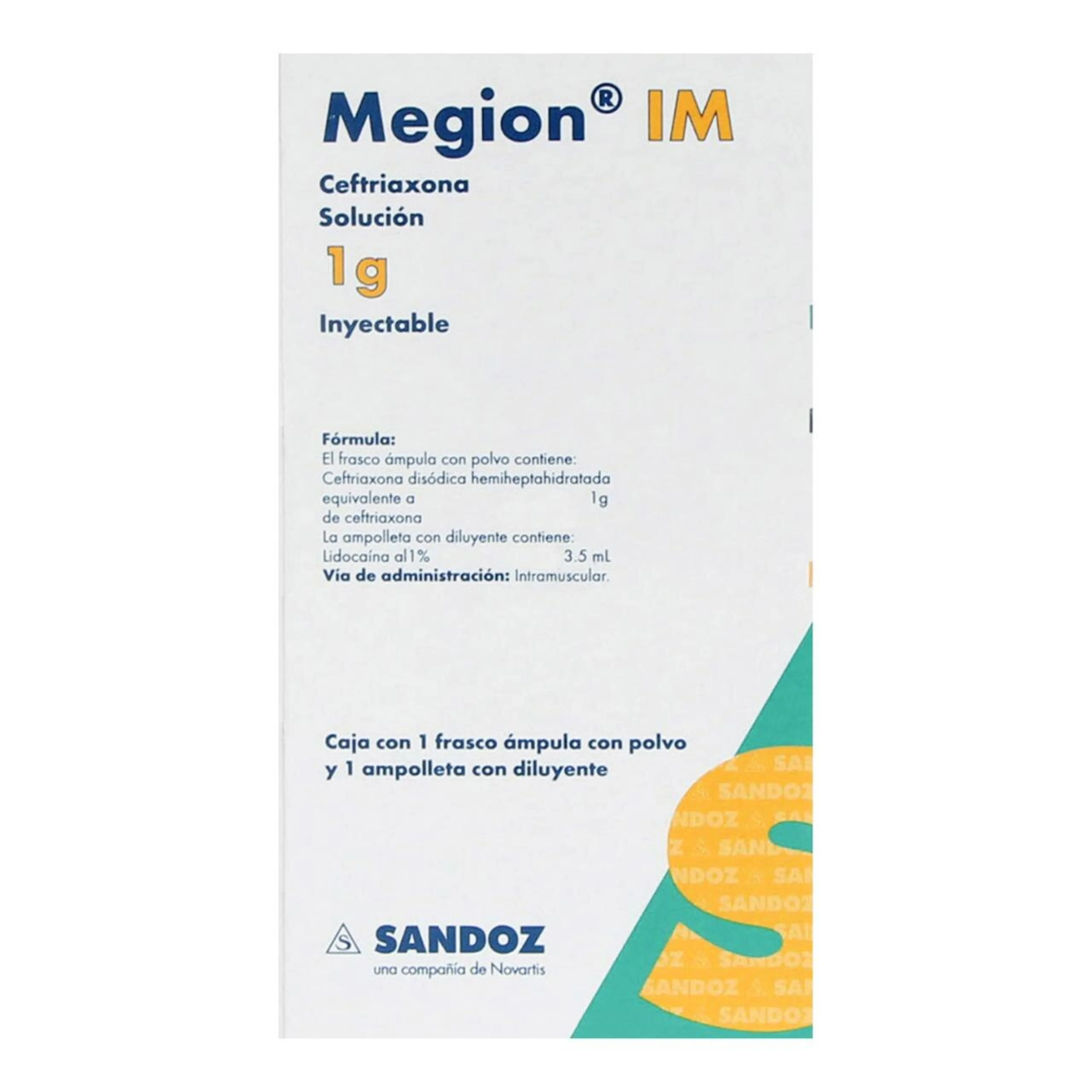 Megion Im Ceftriaxona 1 G Con Frasco Ámpula