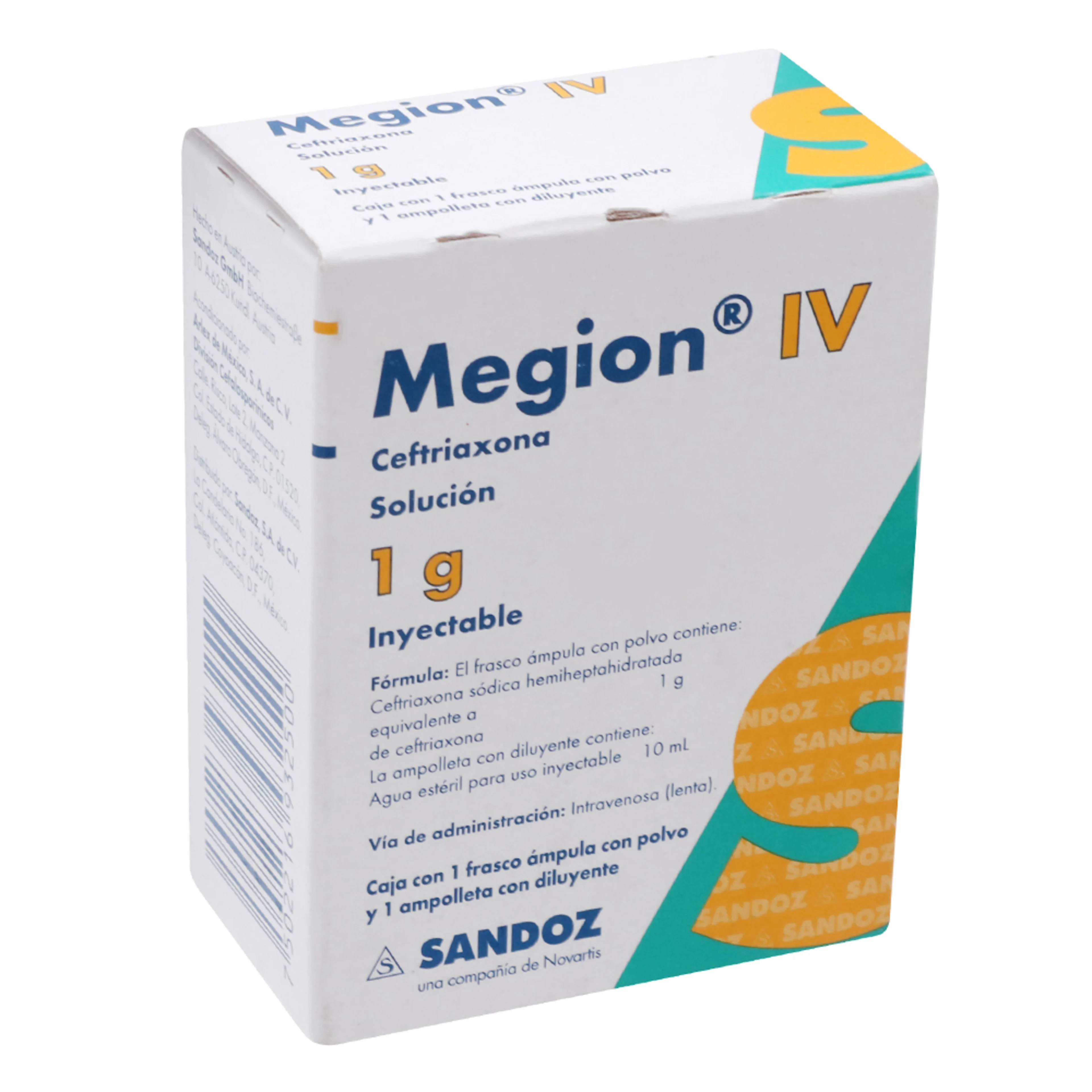 Megion Iv Ceftriaxona 1 G Con 1 Frasco Ámpula