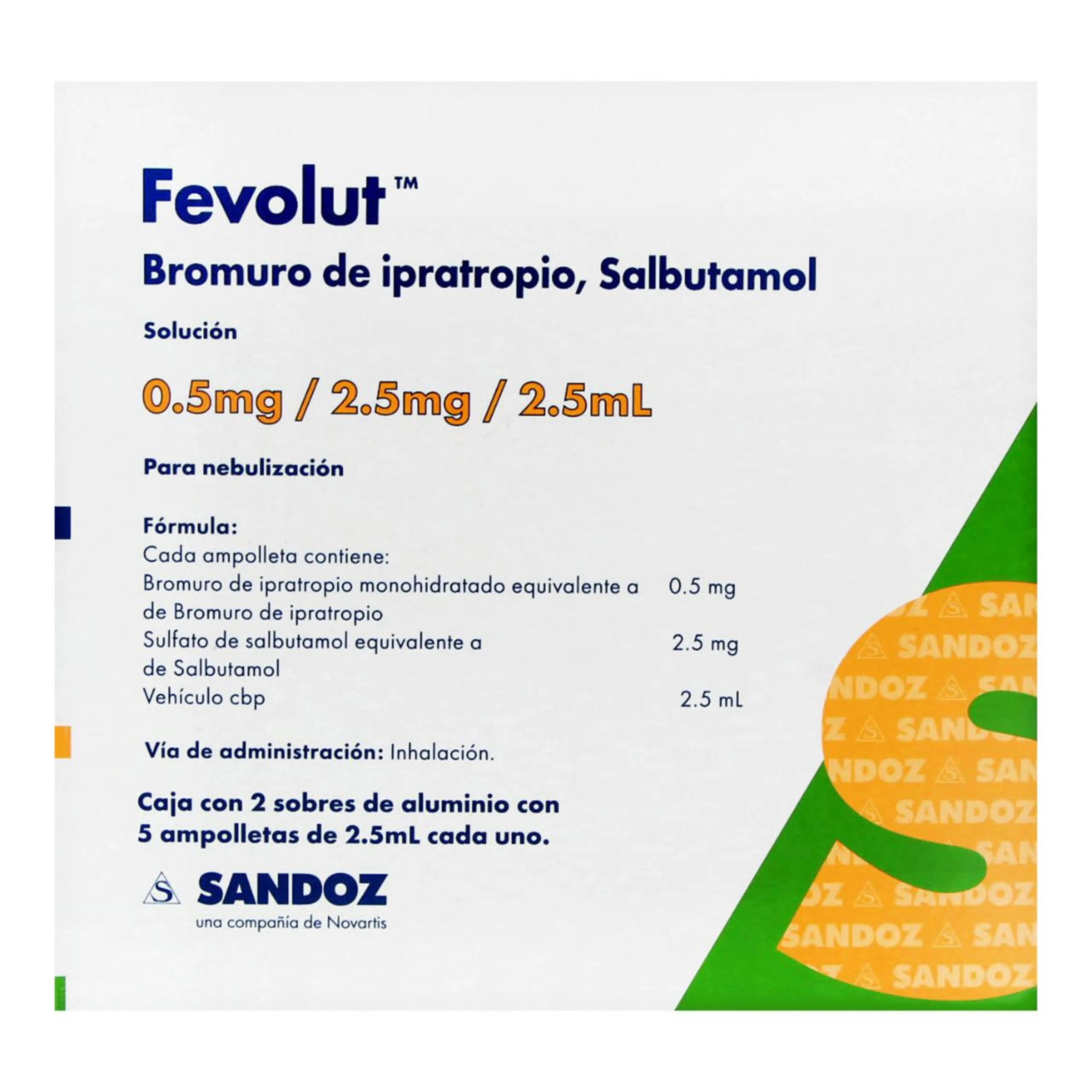 Fevolut 0.5/2.5 Mg Solución Para Nebulización Con 10 Ampolletas