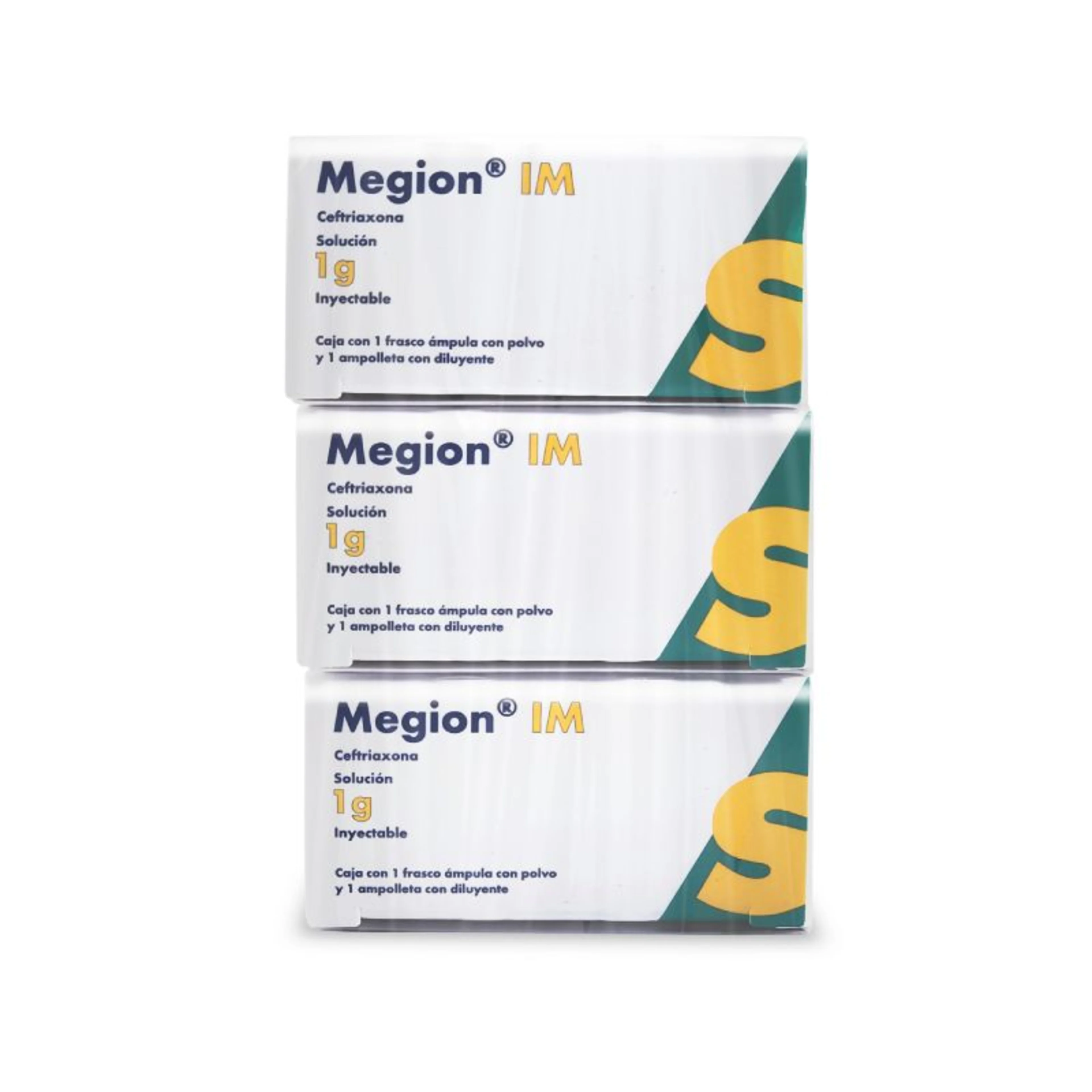 Megion Im Ceftriaxona 1 G Con 3 Frascos Ámpula