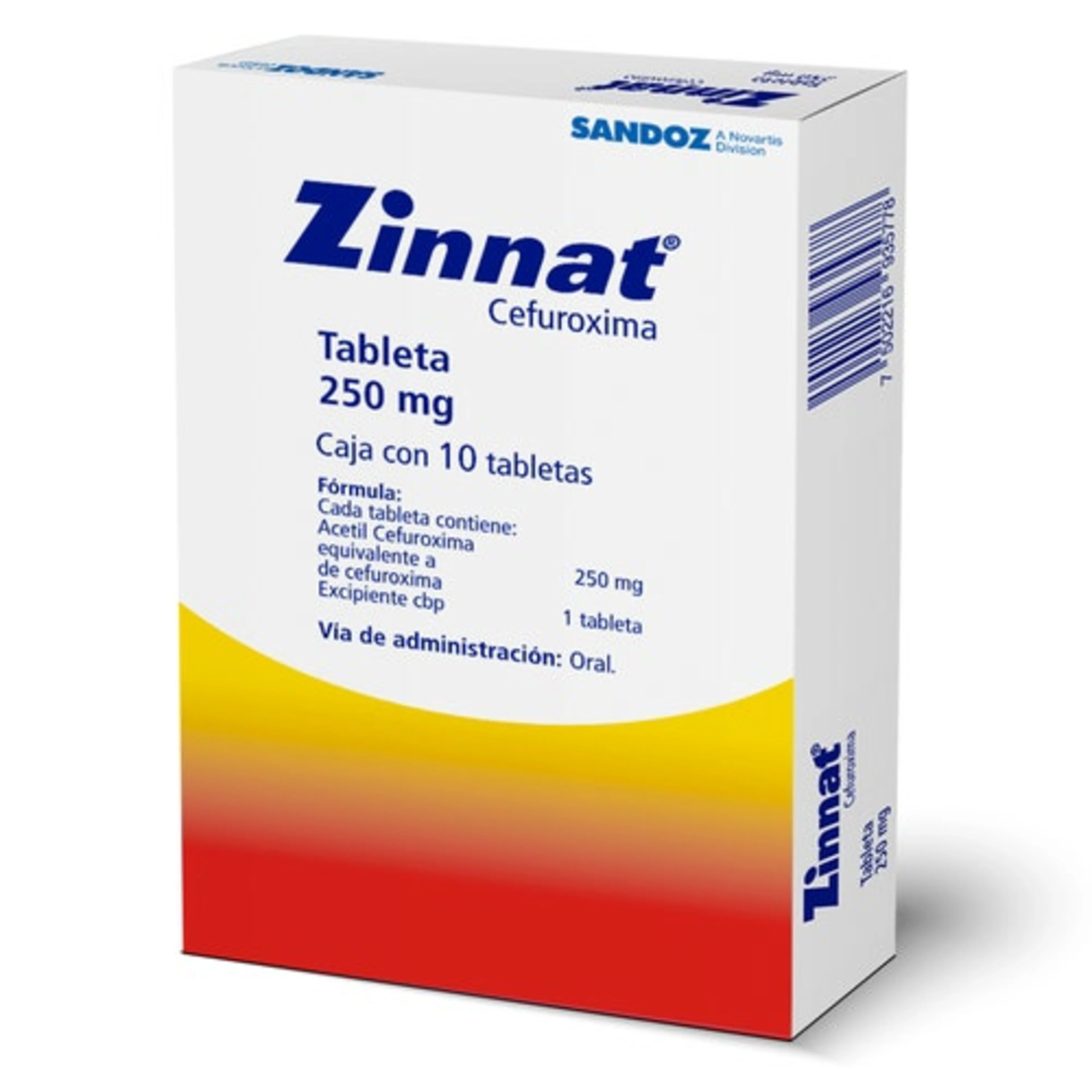Zinnat Cefuroxima 250 Mg Con 10 Tabletas