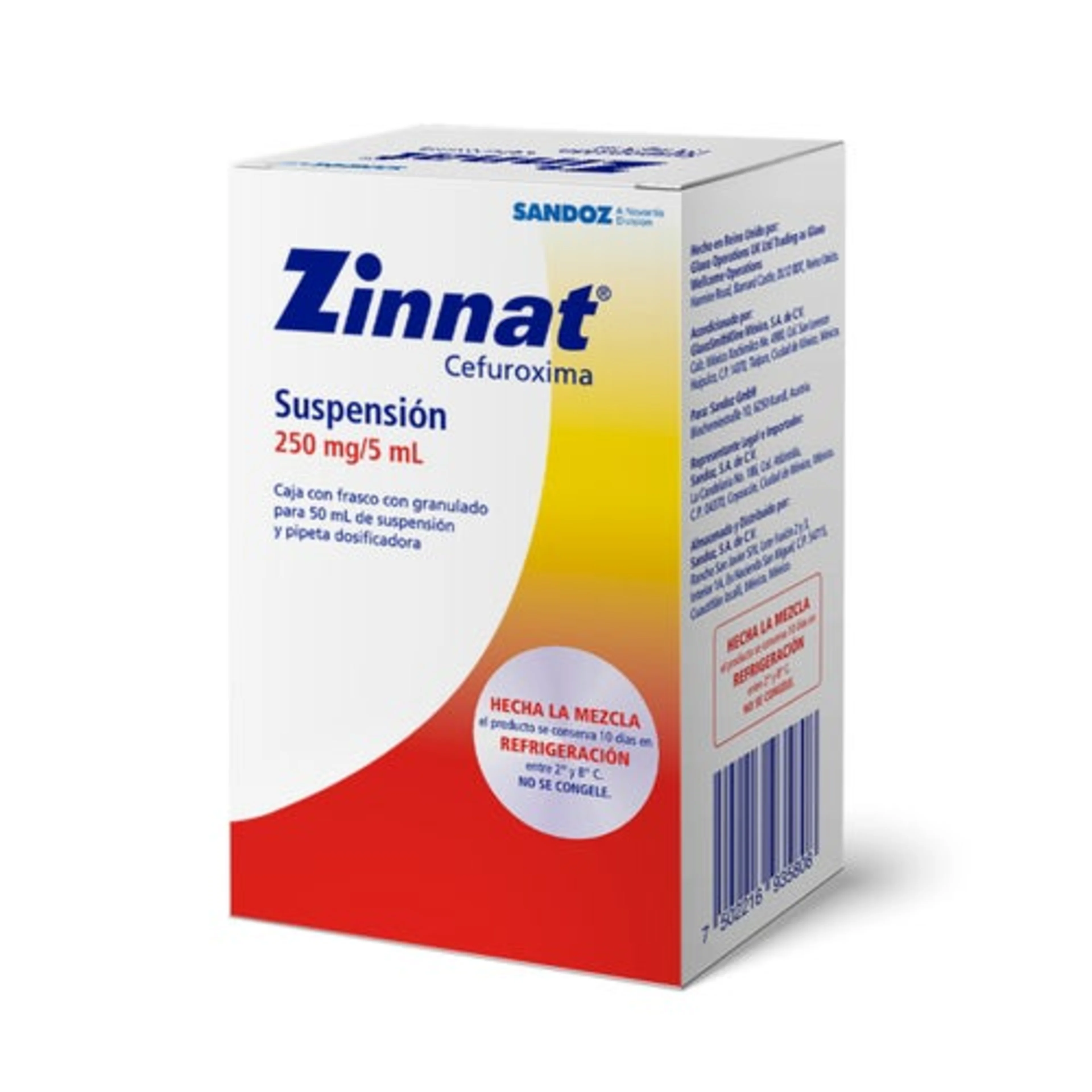 Zinnat Cefuroxima 250 Mg Suspensión Con 50 Ml