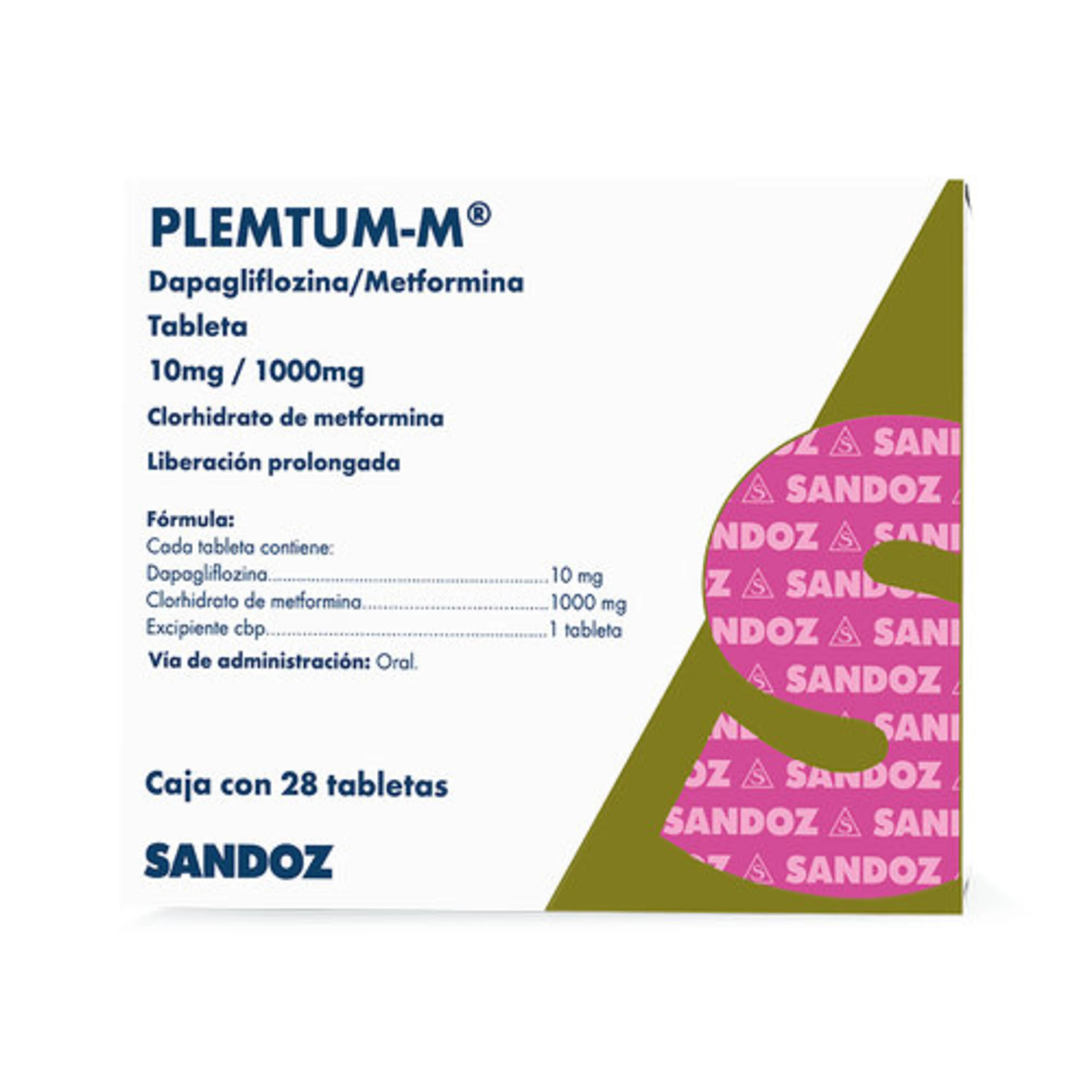 Plemtum-M 10 Mg/1000 Mg Con 28 Tabletas