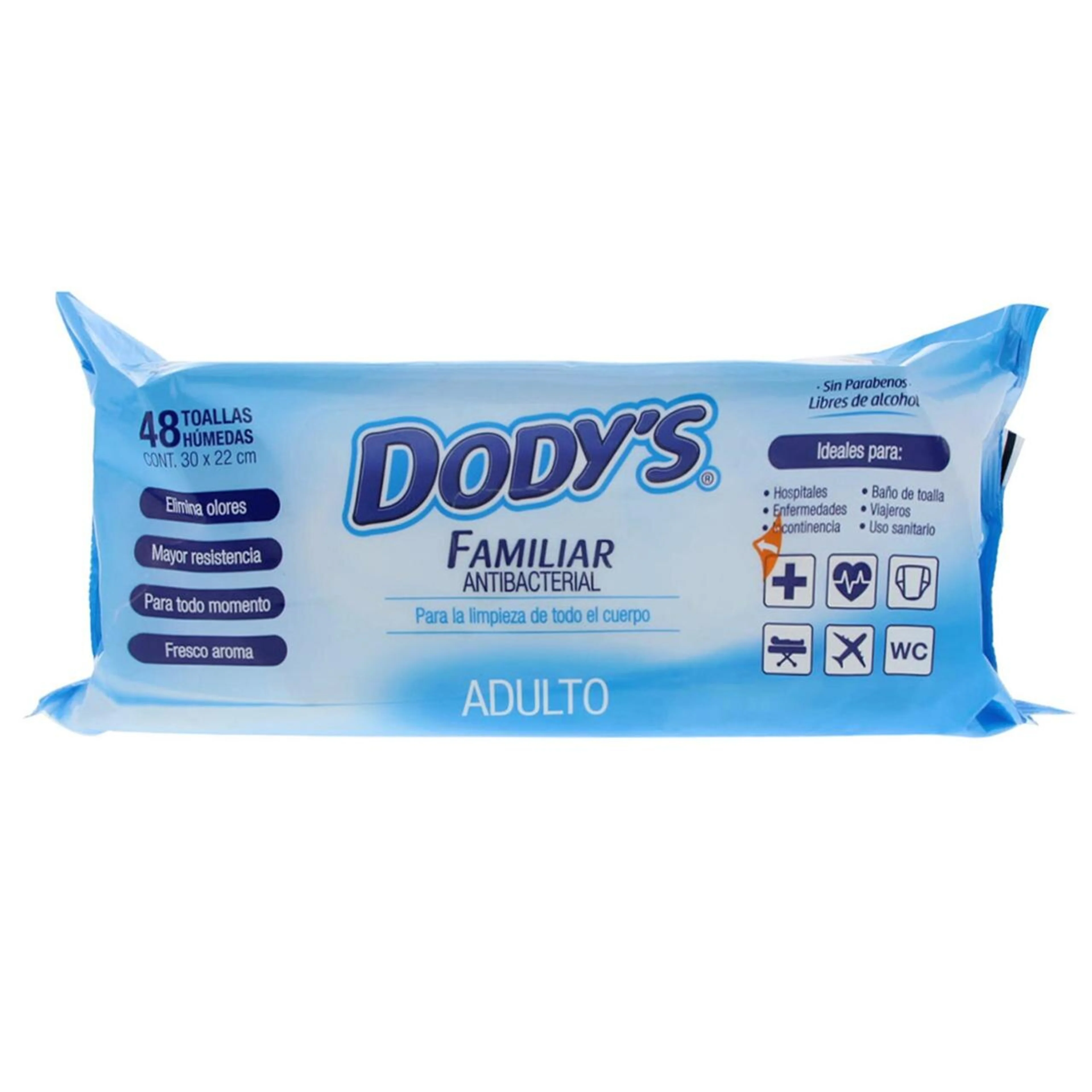 Dody’S Familiar Antibacterial Toallas Húmedas Para Adulto Con 48 Piezas