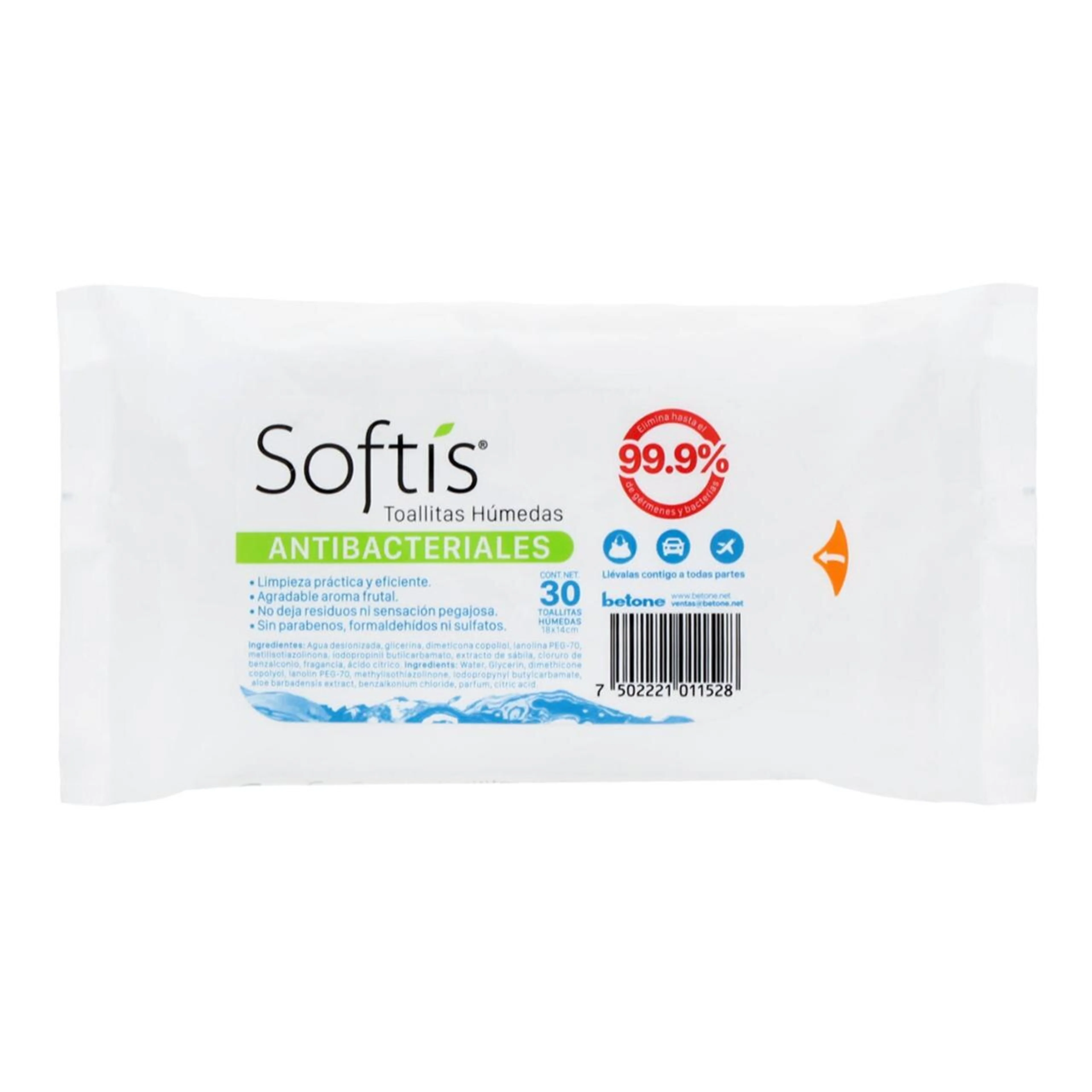 Softís Toallitas Húmedas Antibacteriales Con 30 Piezas