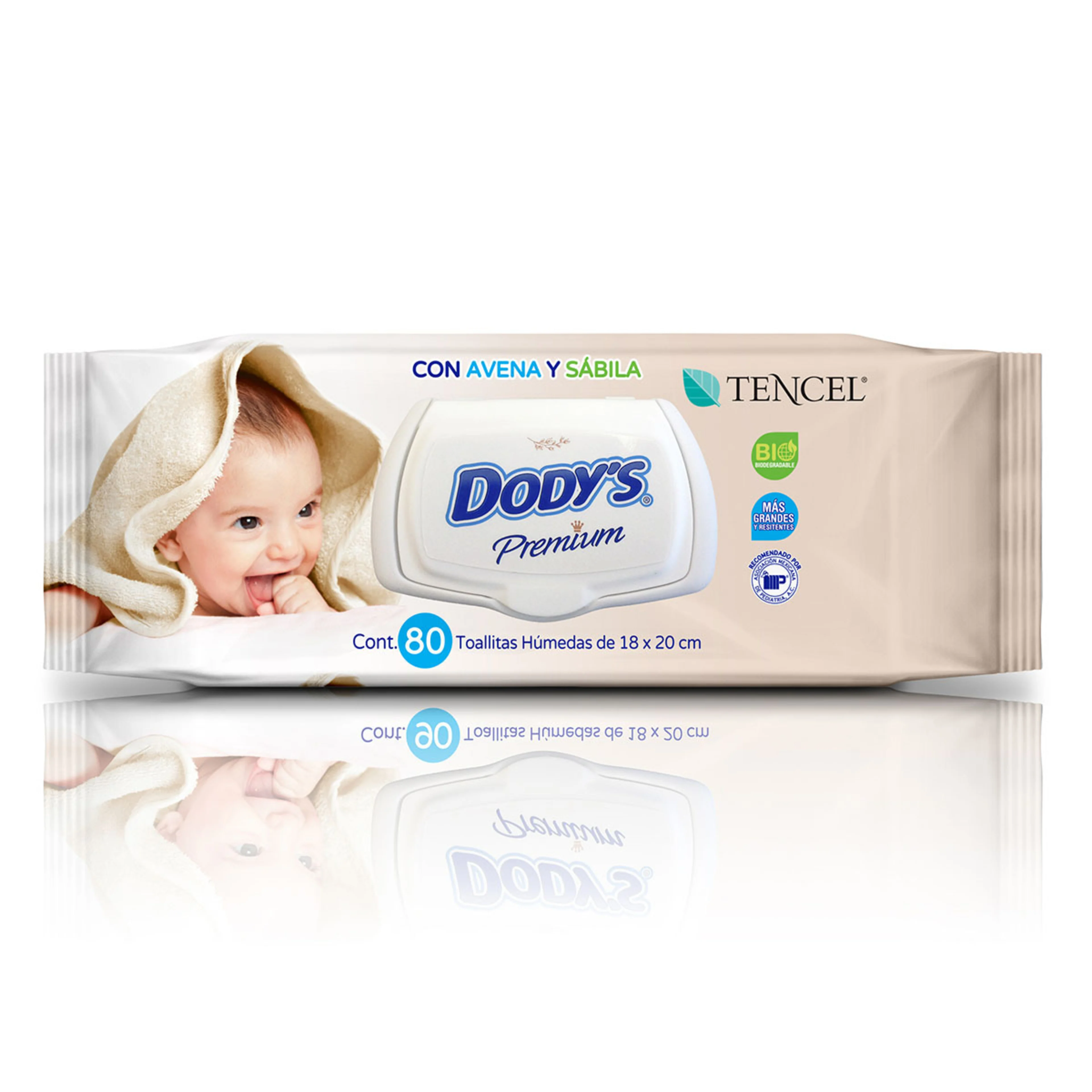 Dody’S Premium Toallitas Húmedas Sin Alcohol Con Avena Y Sábila Con 80 Piezas