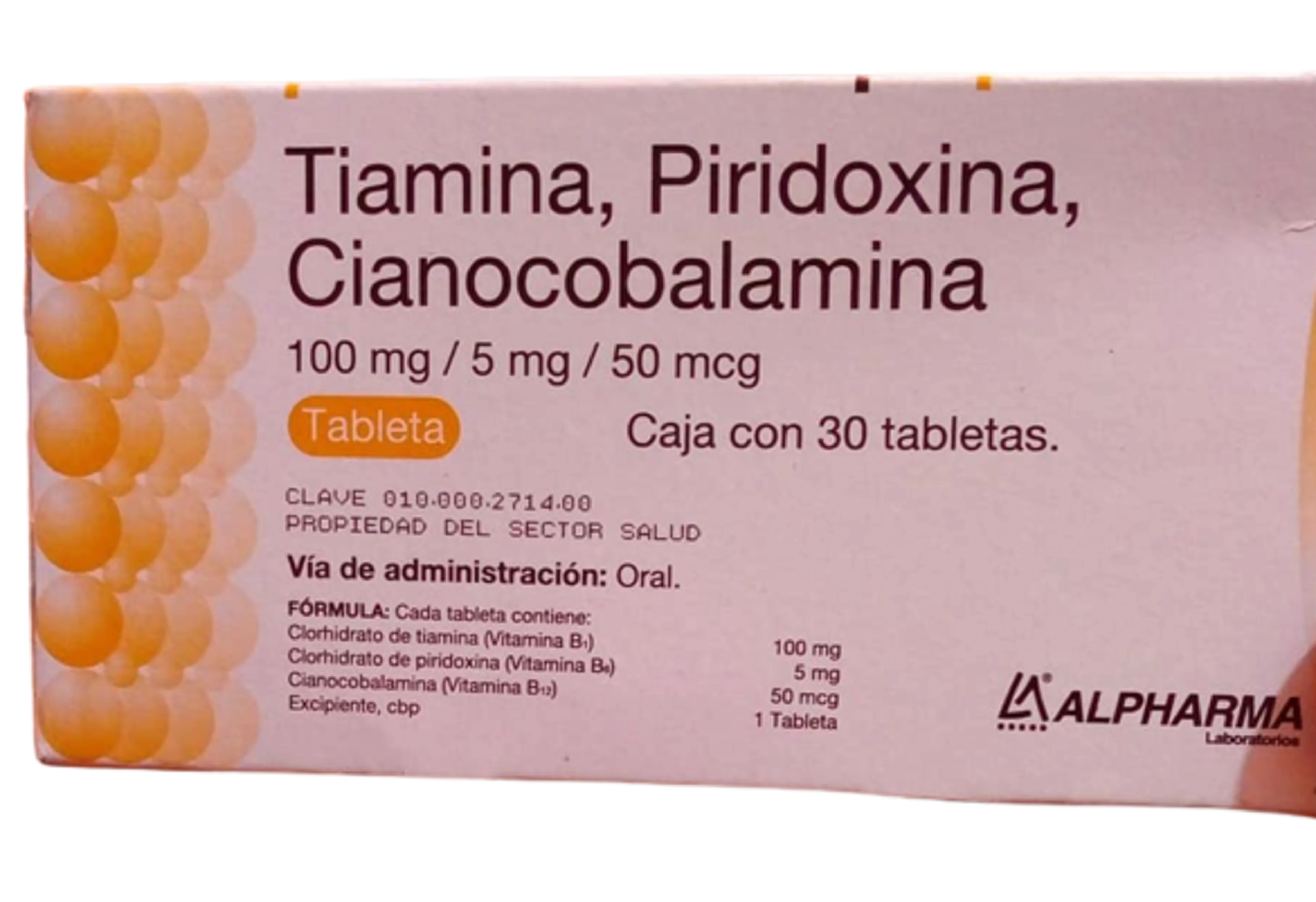 Tiamina/Piridoxina/Cianocobalamina con 30 Tabletas