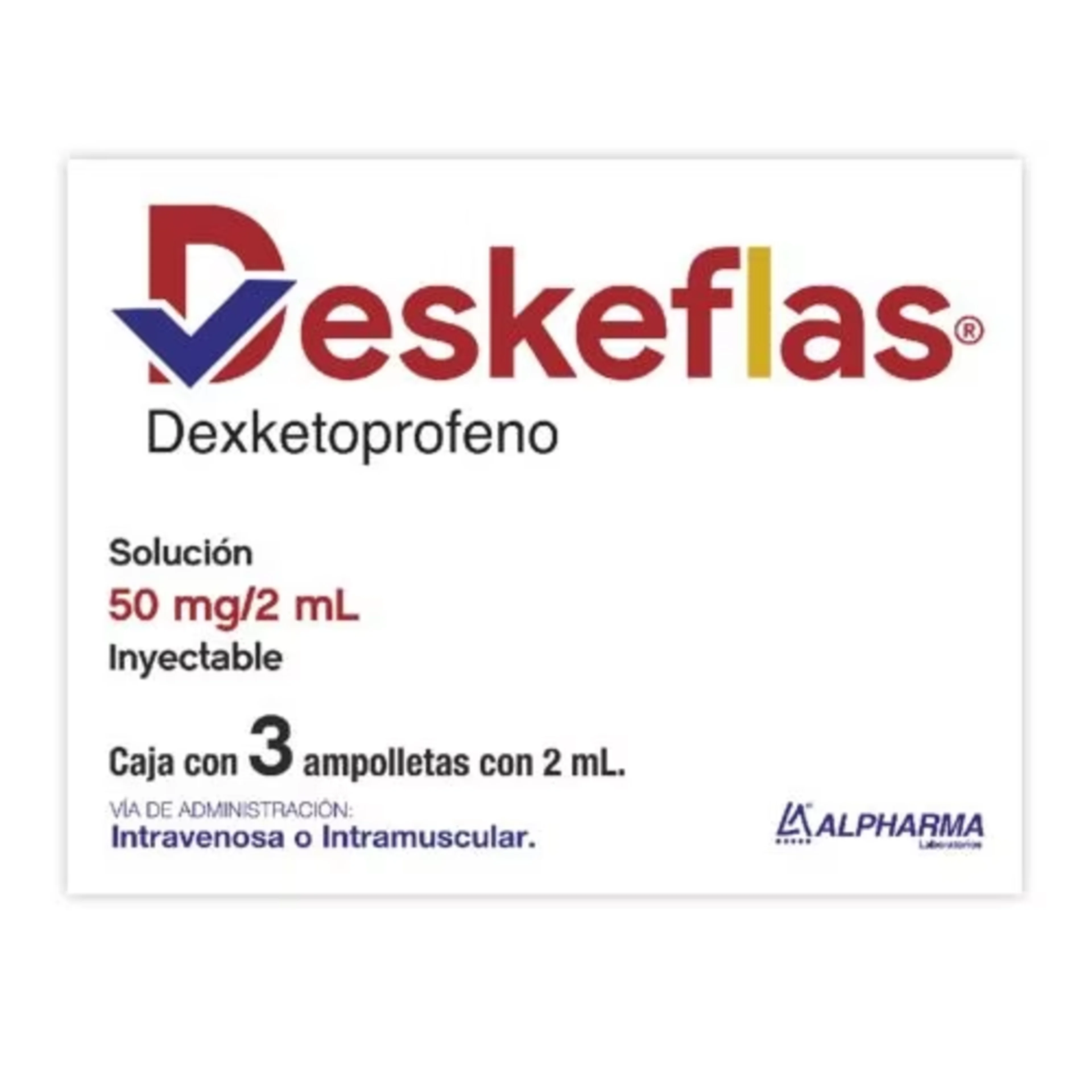 Deskeflas 50 Mg Solución Inyectable Con 3 Ampolletas