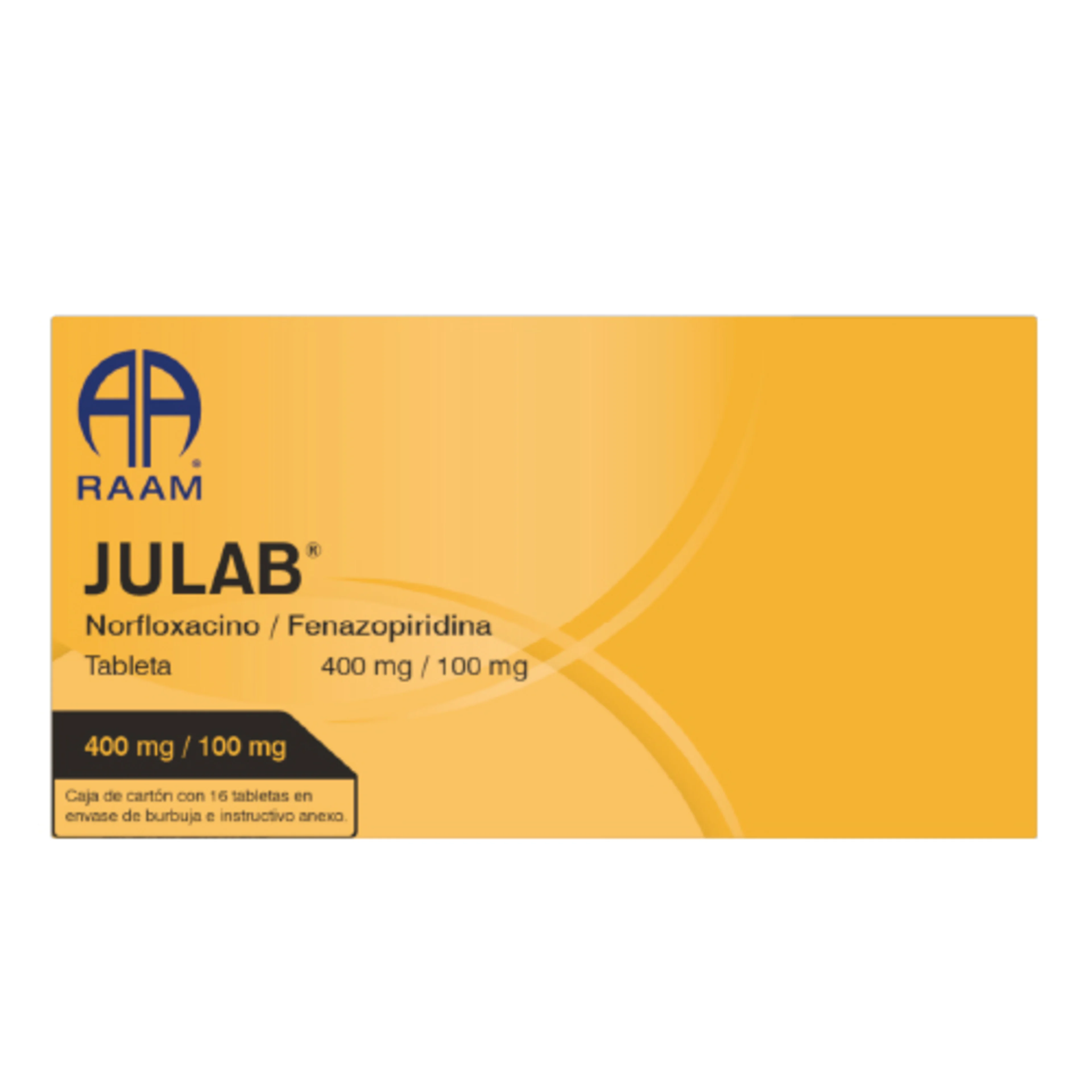 Julab Norfloxacino Fenazopiridina 400 Mg / 100 Mg Con 16 Tabletas