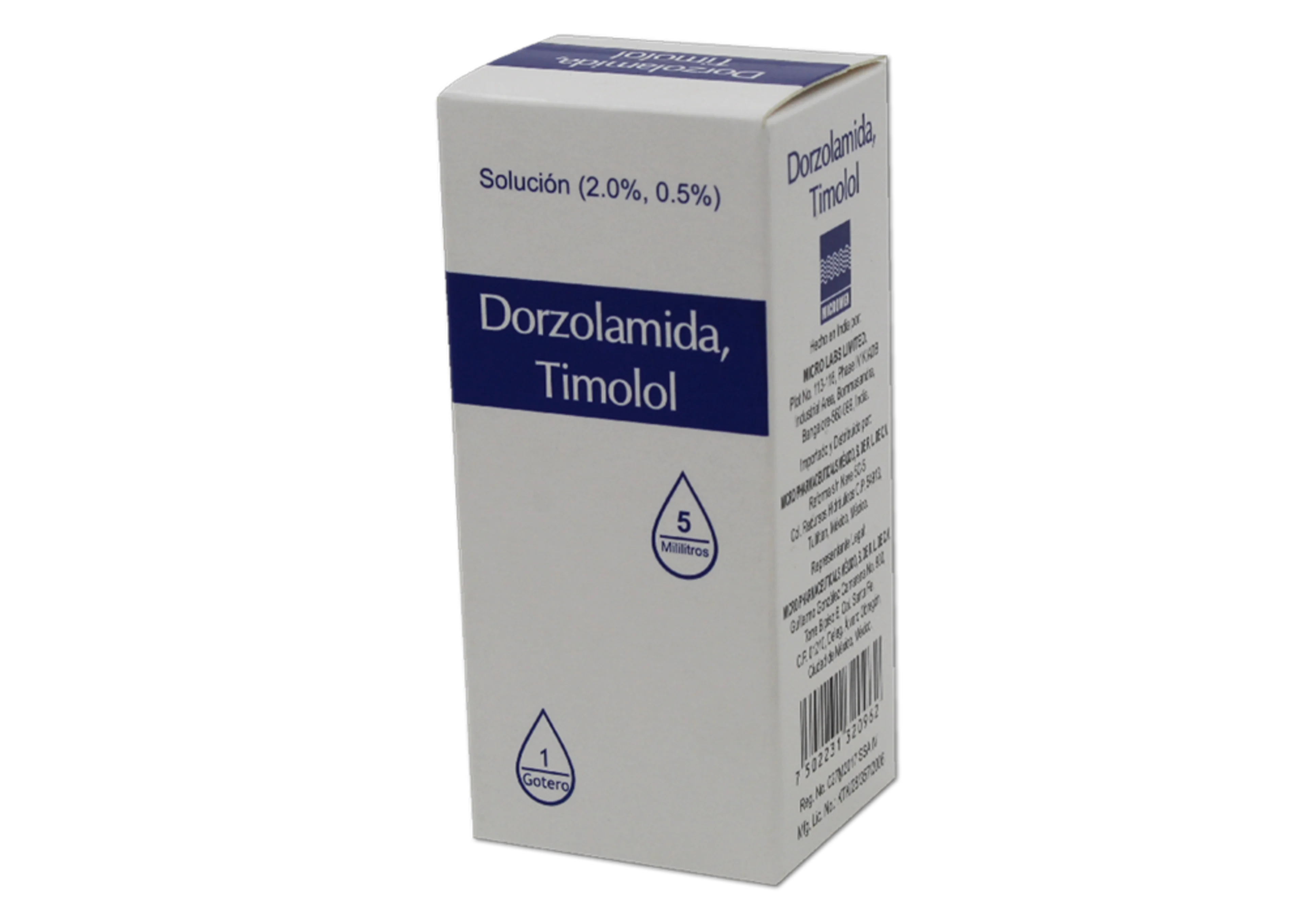 Dorzolamida, Timolol 2%/0.5% Solución Oftálmica Con 5 Ml