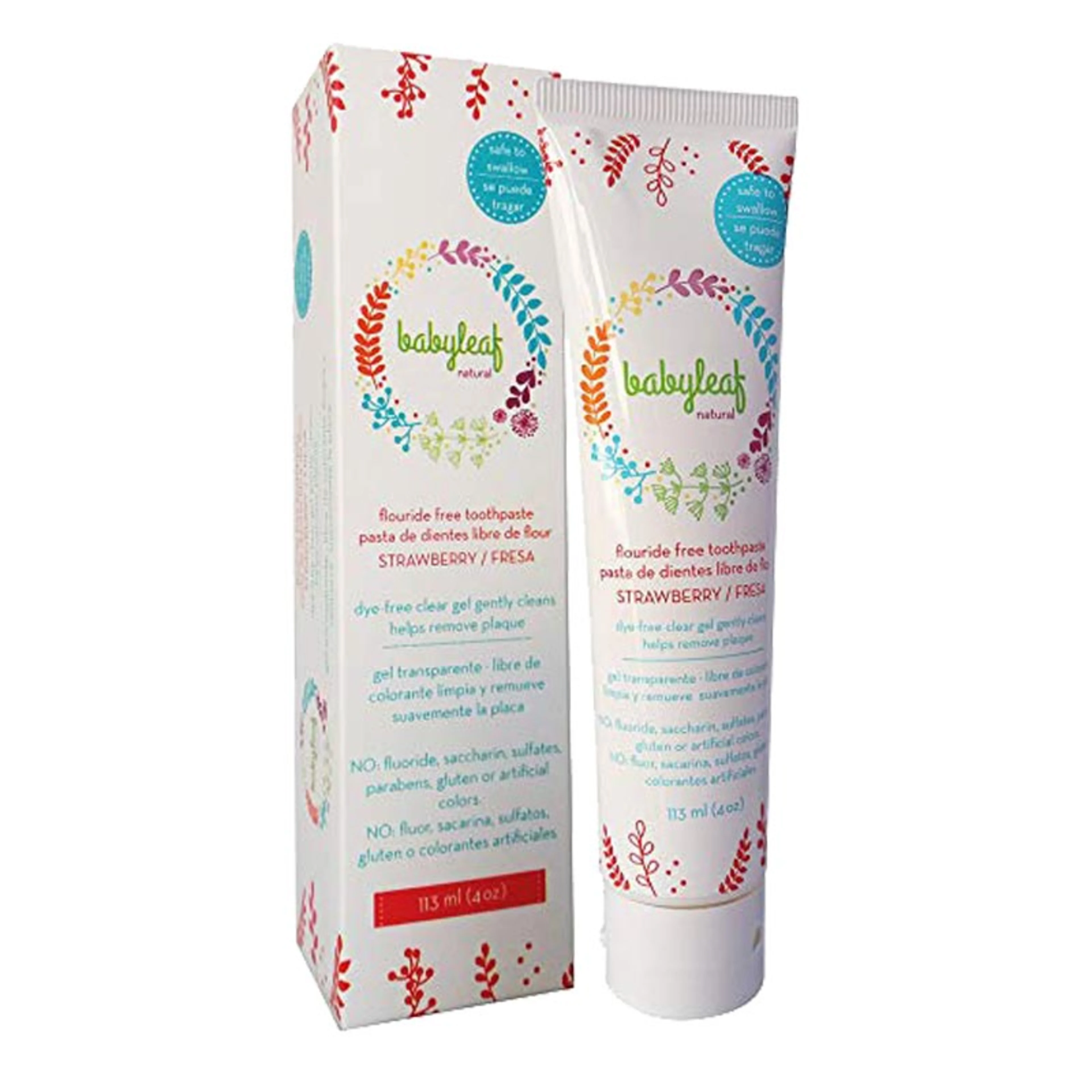 Babyleaf pasta de dientes para bebés sin flour sabor fresa 113 ml tubo