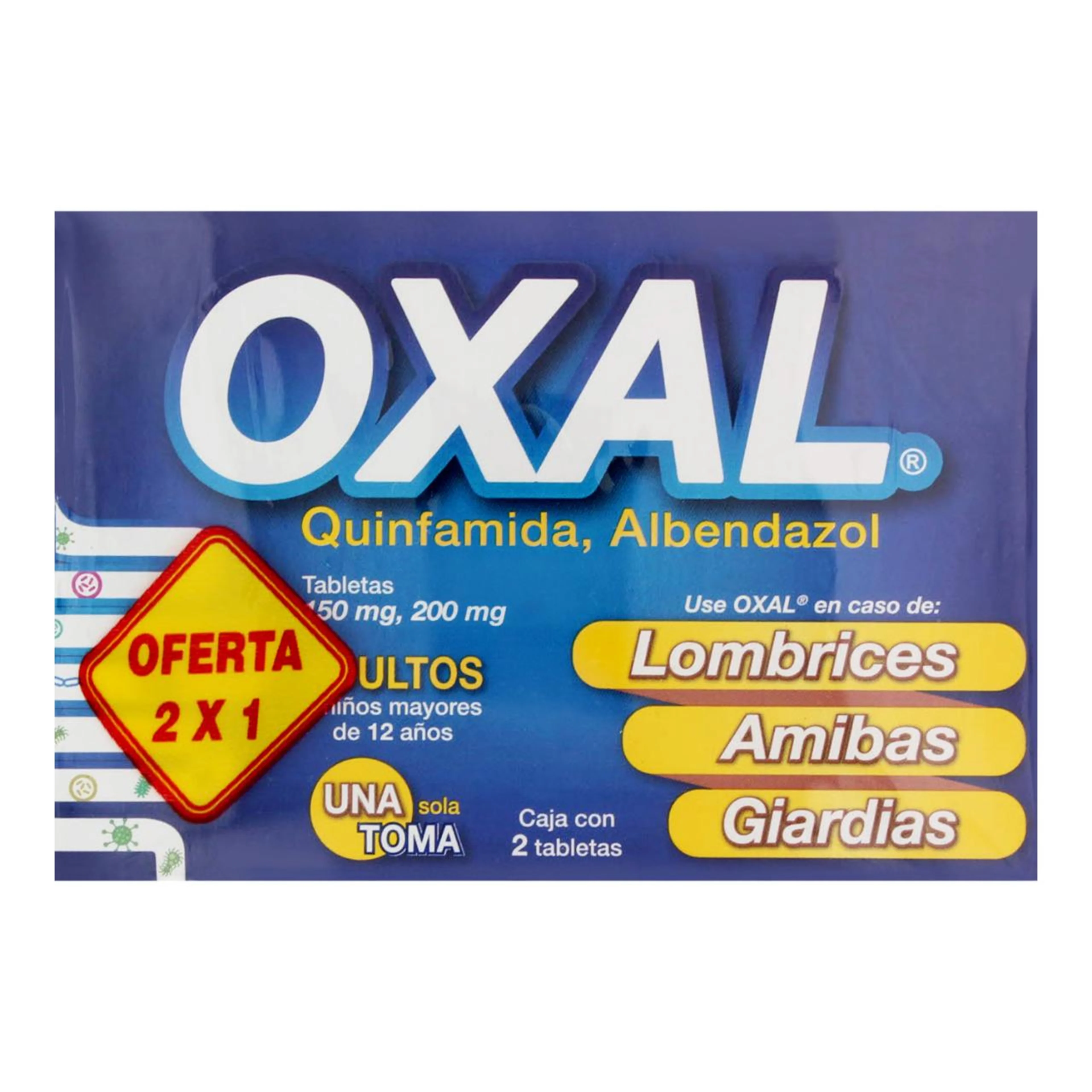 Oxal 150mg/200mg 2 cajas con 2 tabletas c/u