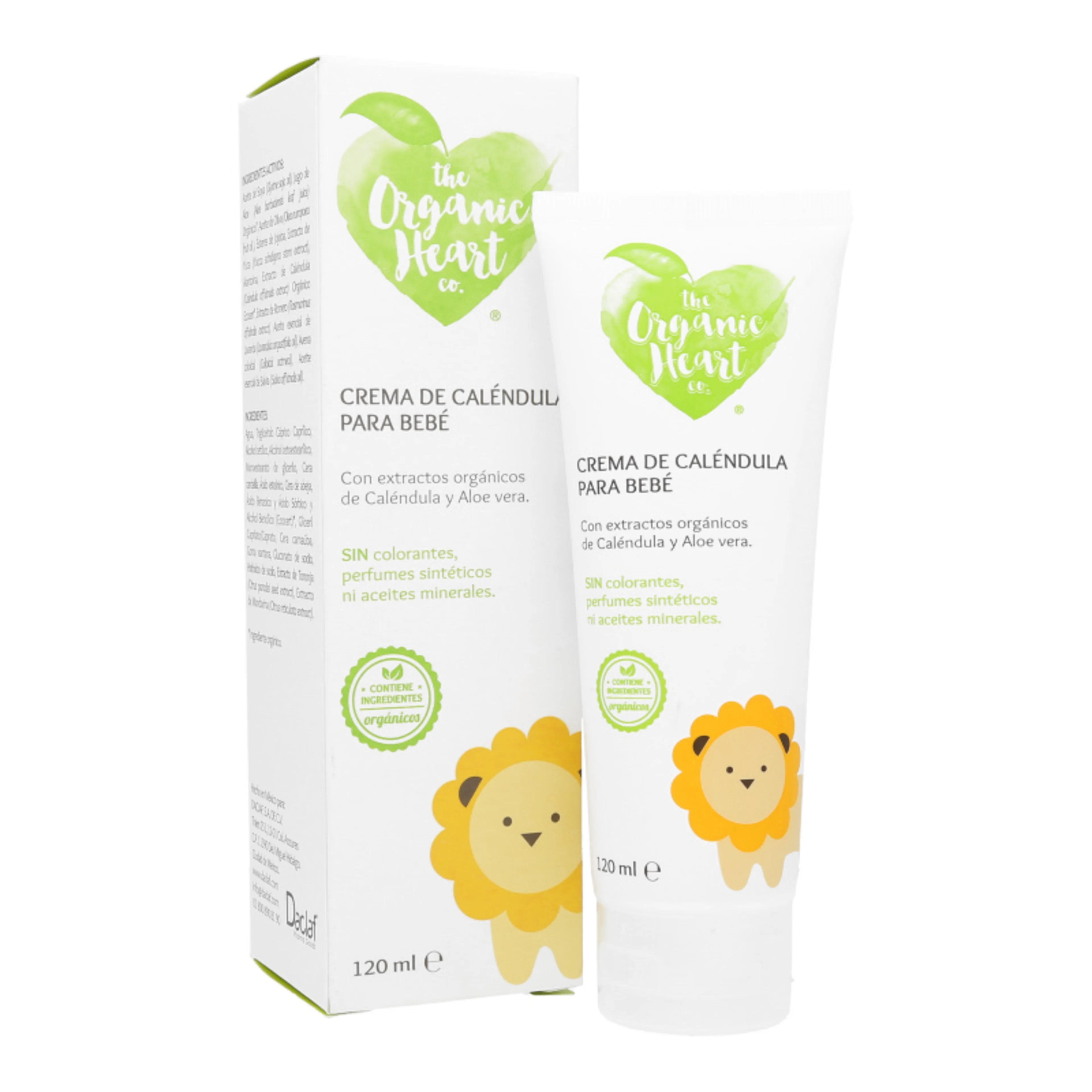 The organic heart crema de caléndula para bebé con extracto orgánico de lavanda 120 ml crema tubo