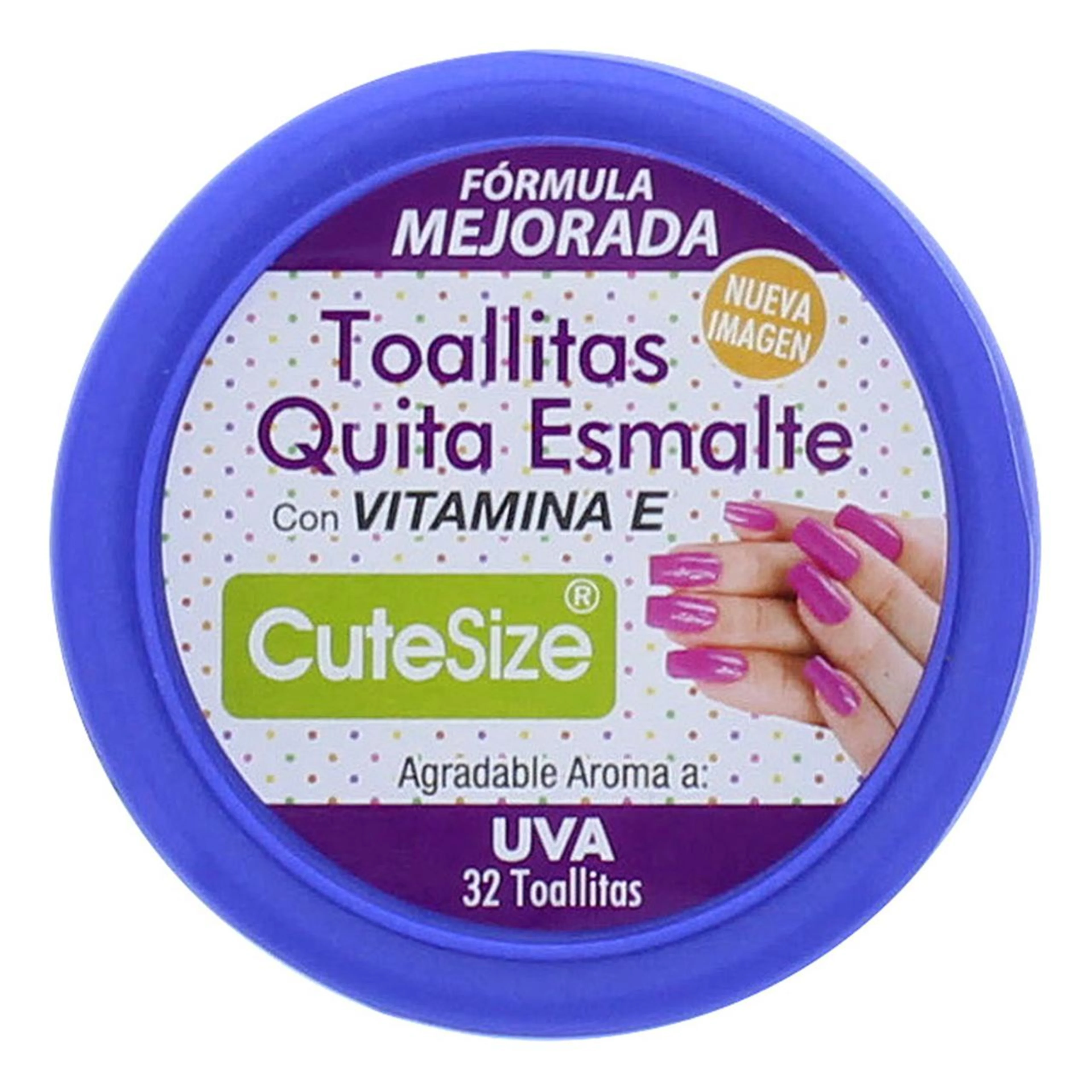 Toallitas quitaesmalte cute size con vitamina e 32 pzas.