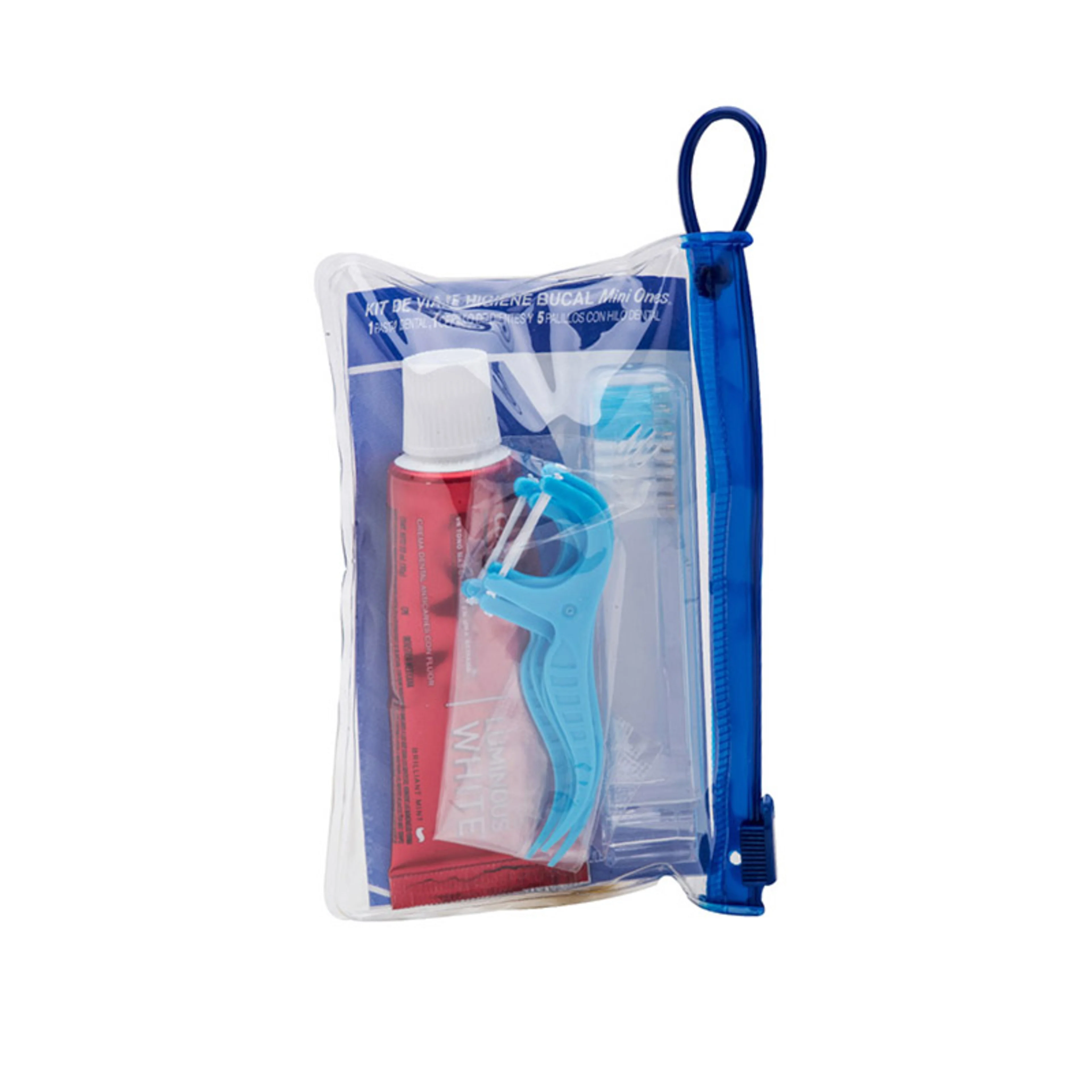 Mini Ones Kit De Viaje De Higiene Bucal Pasta + Cepillo + Bastón De Hilo Dental Con 3 Piezas