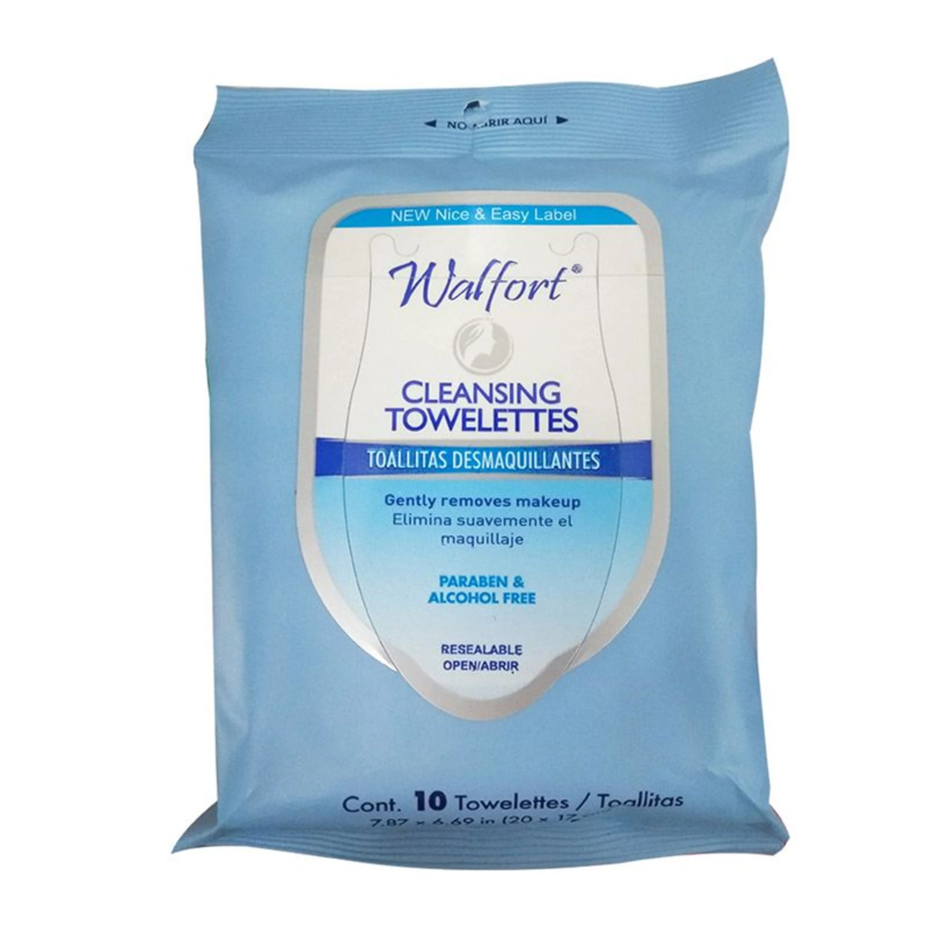 Walfort toallitas desmaquillantes sin parabenos ni alcohol 10 piezas bolsa