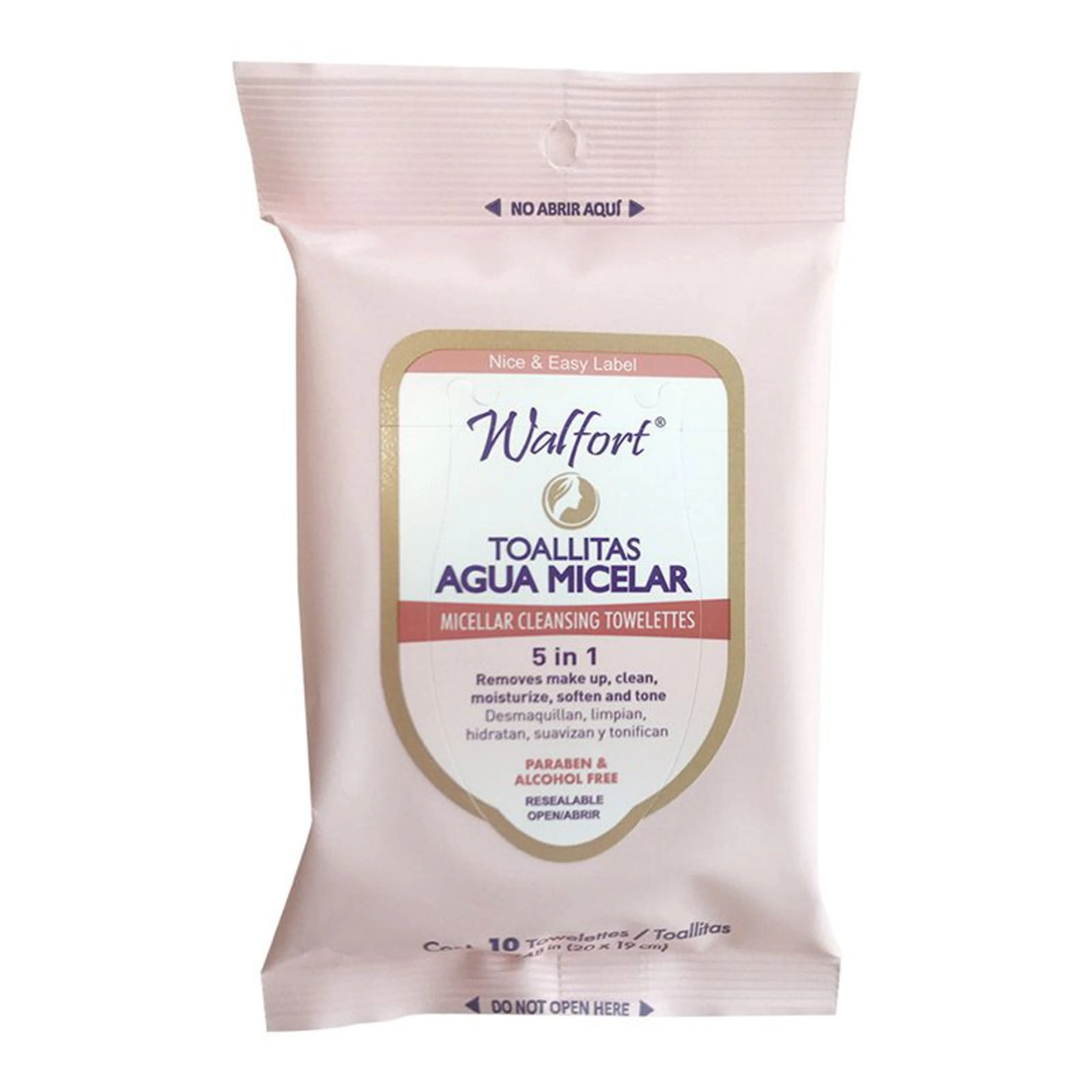Walfort Toallitas Desmaquillantes Con Agua Micelar 10 Piezas Bolsa