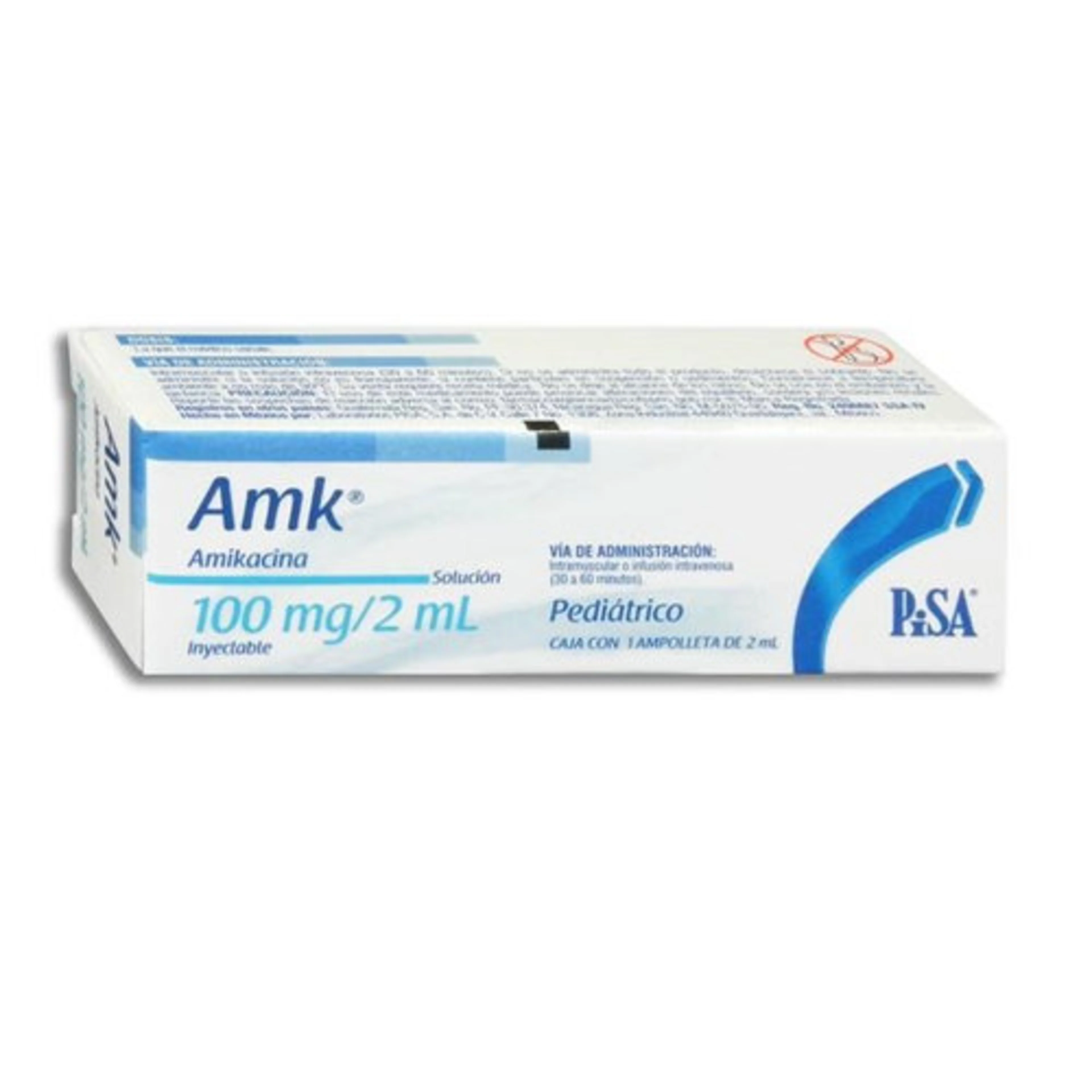 Amk Amikacina Pediátrico 100 Mg / 2 Ml Con 1 Ampolleta