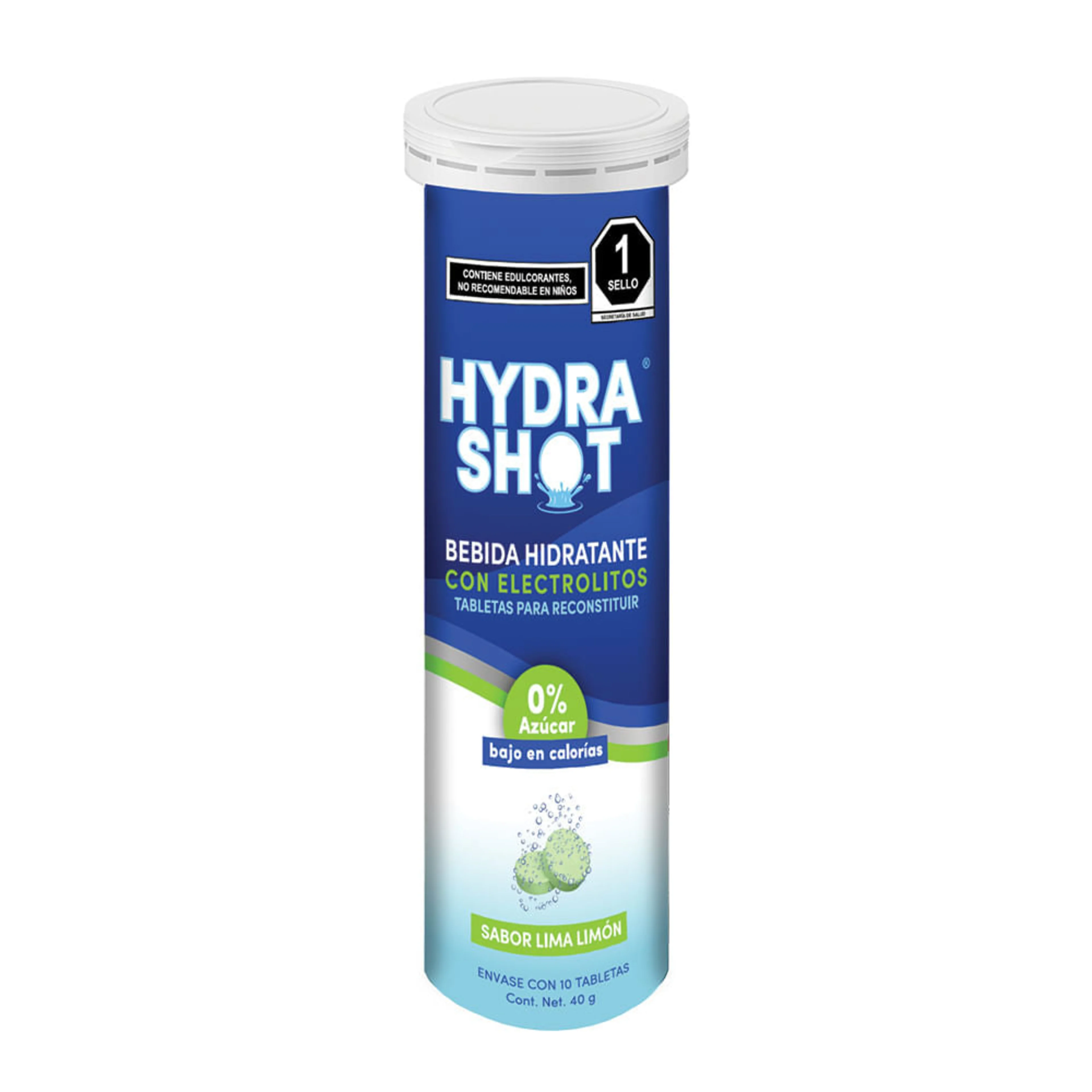 Hydrashot 42 G Electrolitros Sabor Limon Con 10 Tabletas