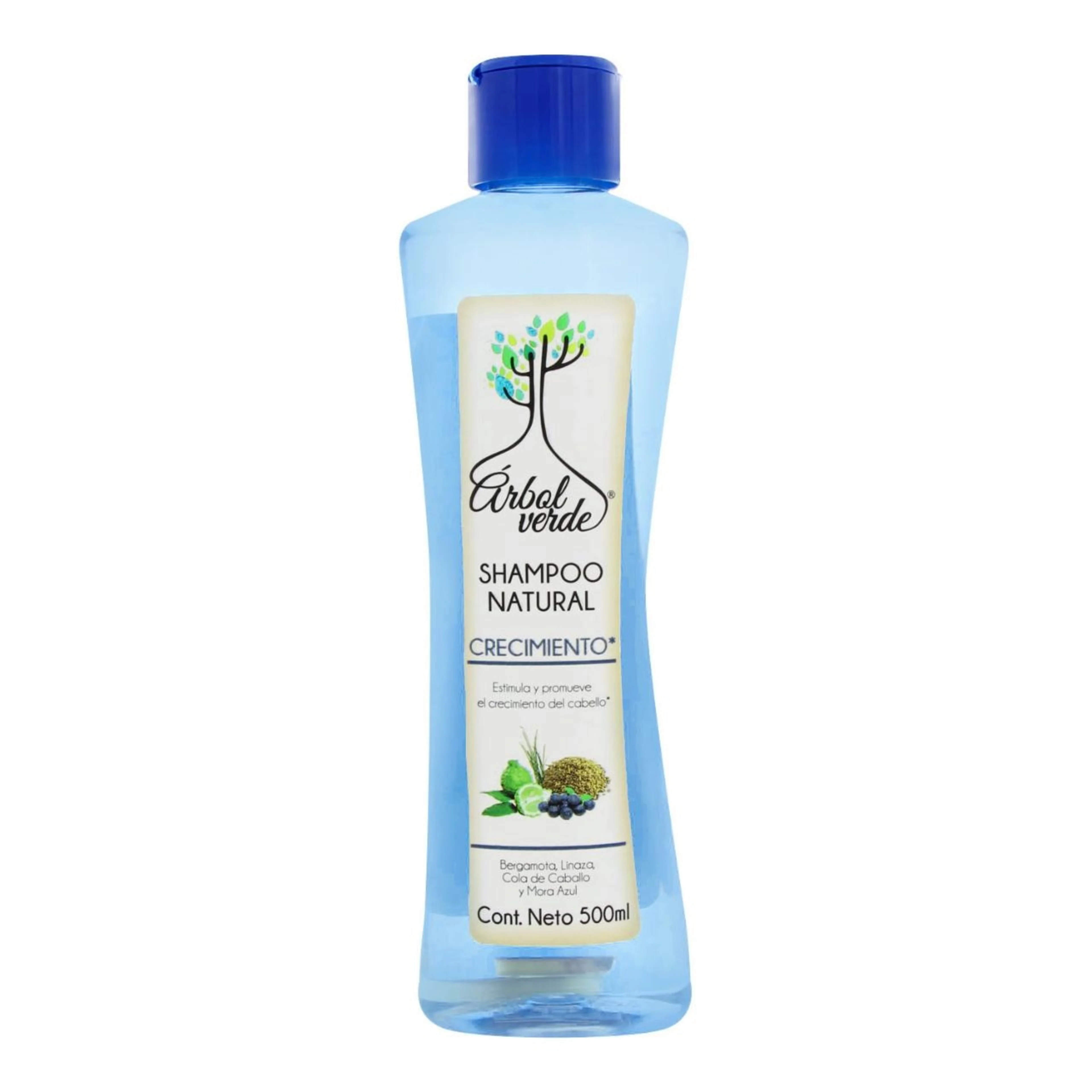 Shampoo natural árbol verde crecimiento 500 ml.
