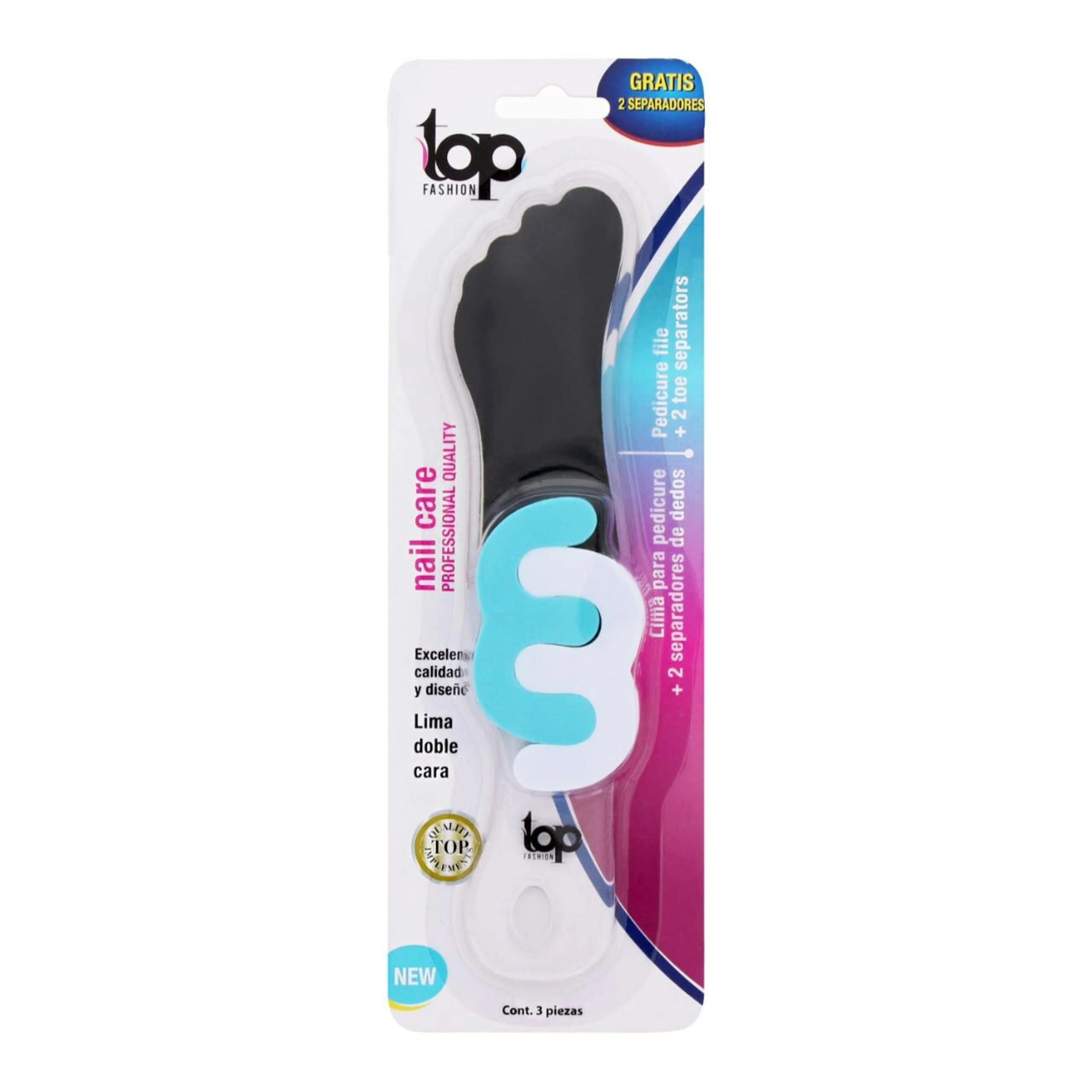 Top Fashion Lima Pedicure + Separadores De Dedos Con 3 Piezas