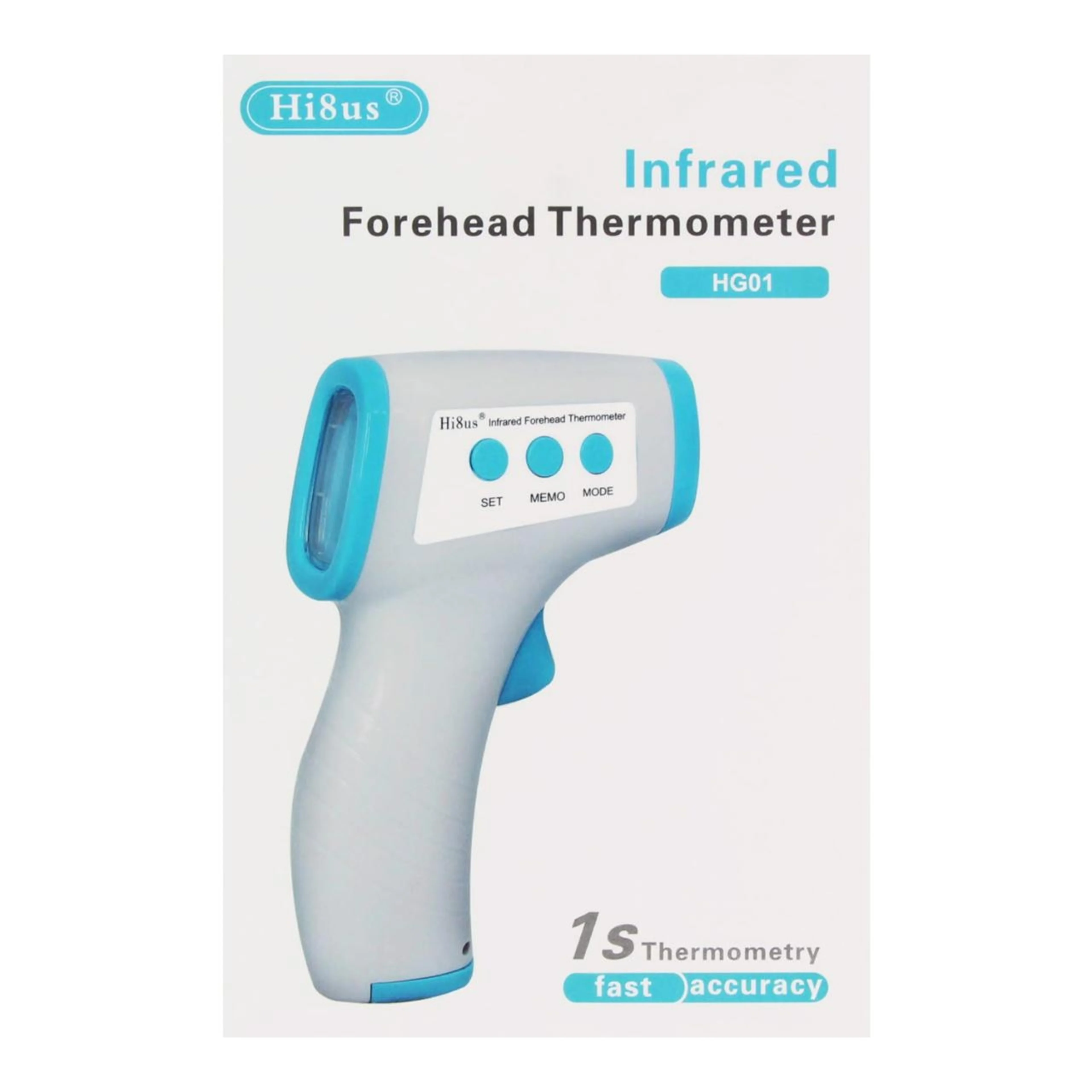 Termómetro infrarrojo hi8us hg01 de frente 1pz