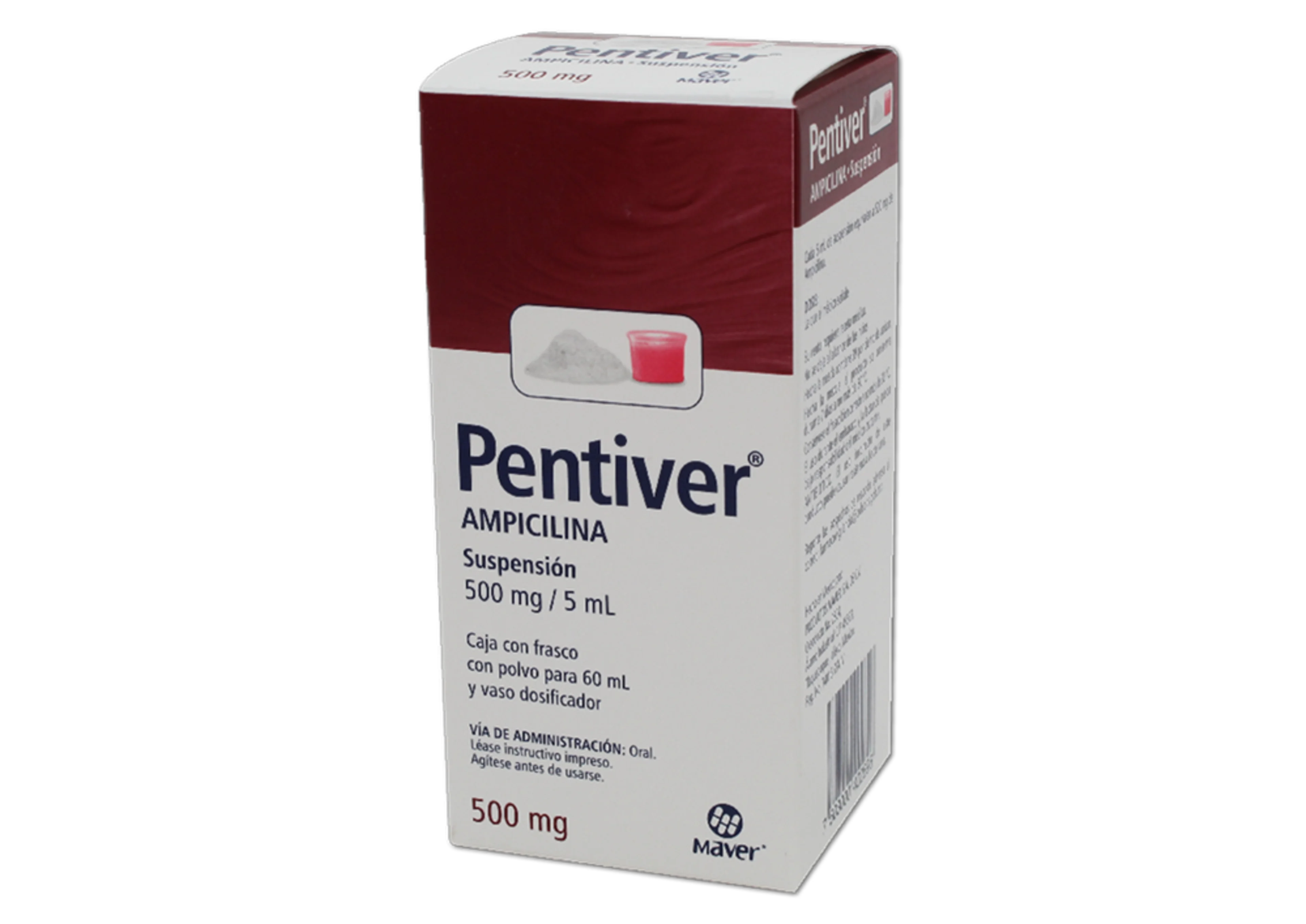 Pentiver Ampicilina 500 Mg Suspensión Con 60 Ml