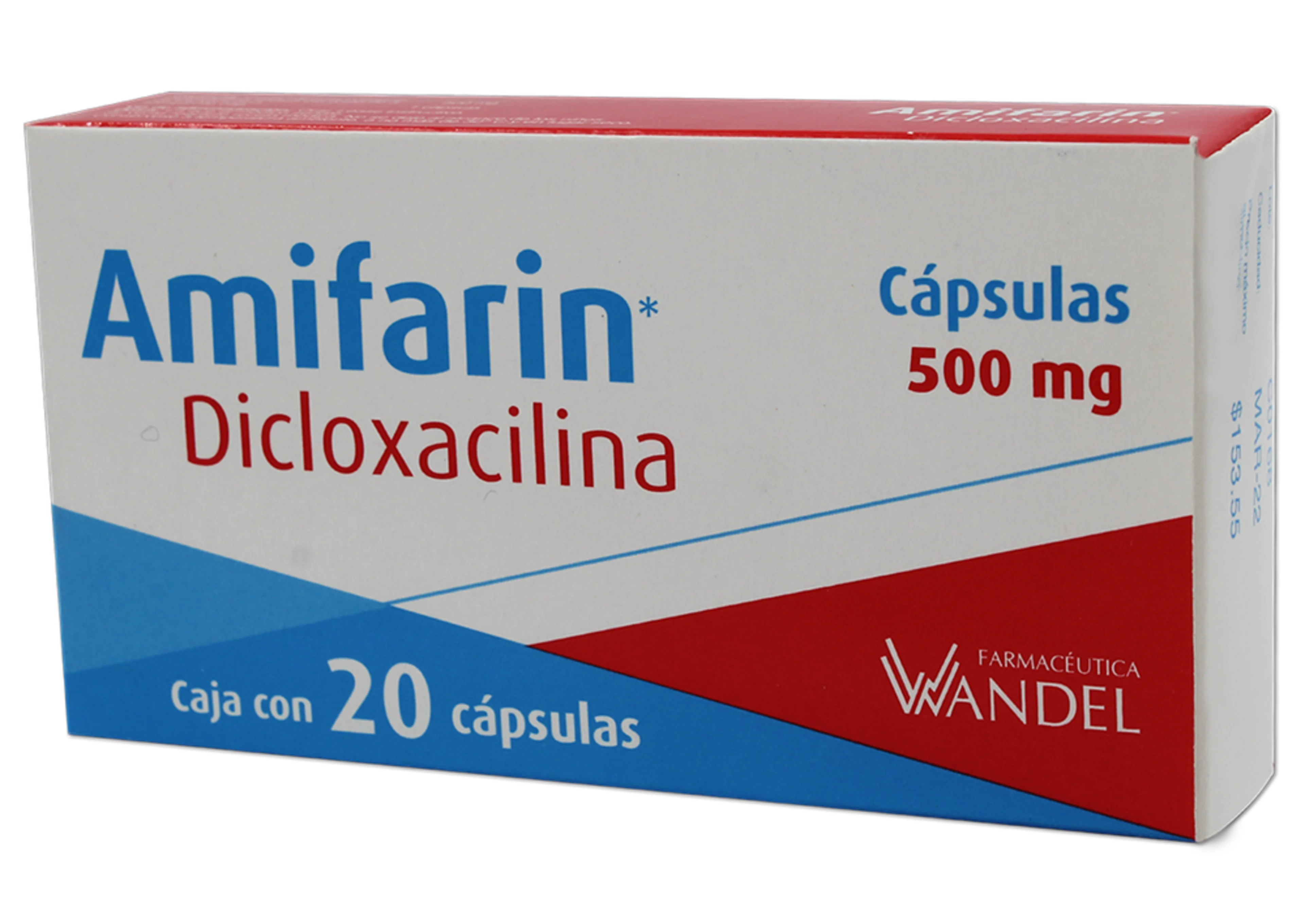 Amifarin Dicloxacilina 500 Mg Con 20 Cápsulas