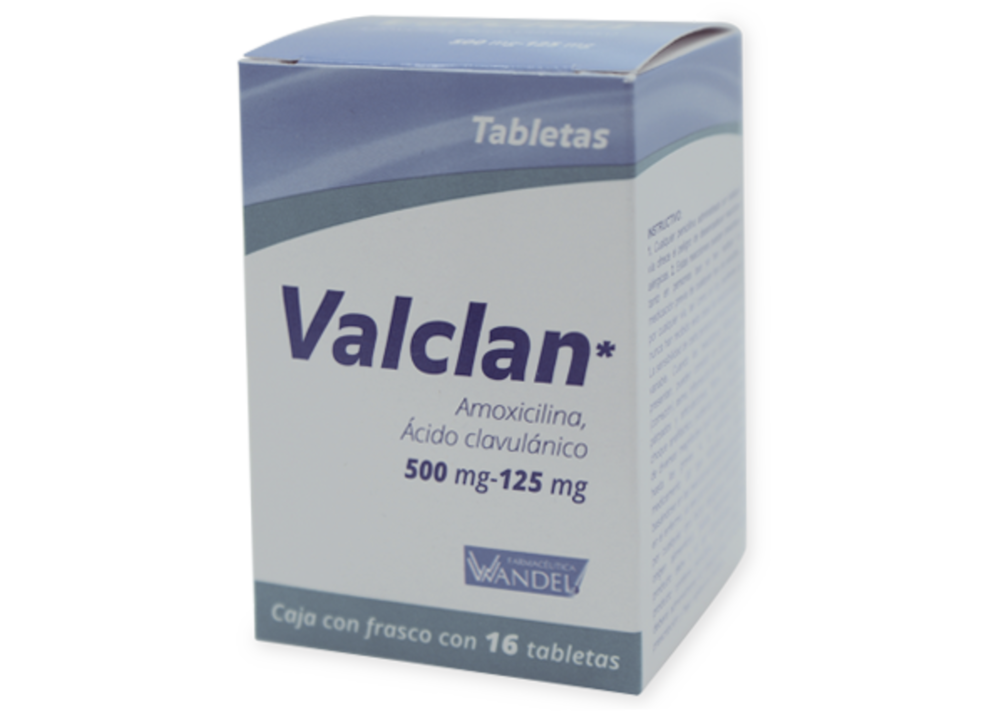 Valclan Amoxicilina Ácido Clavulánico 500/125 Mg Con 16 Tabletas