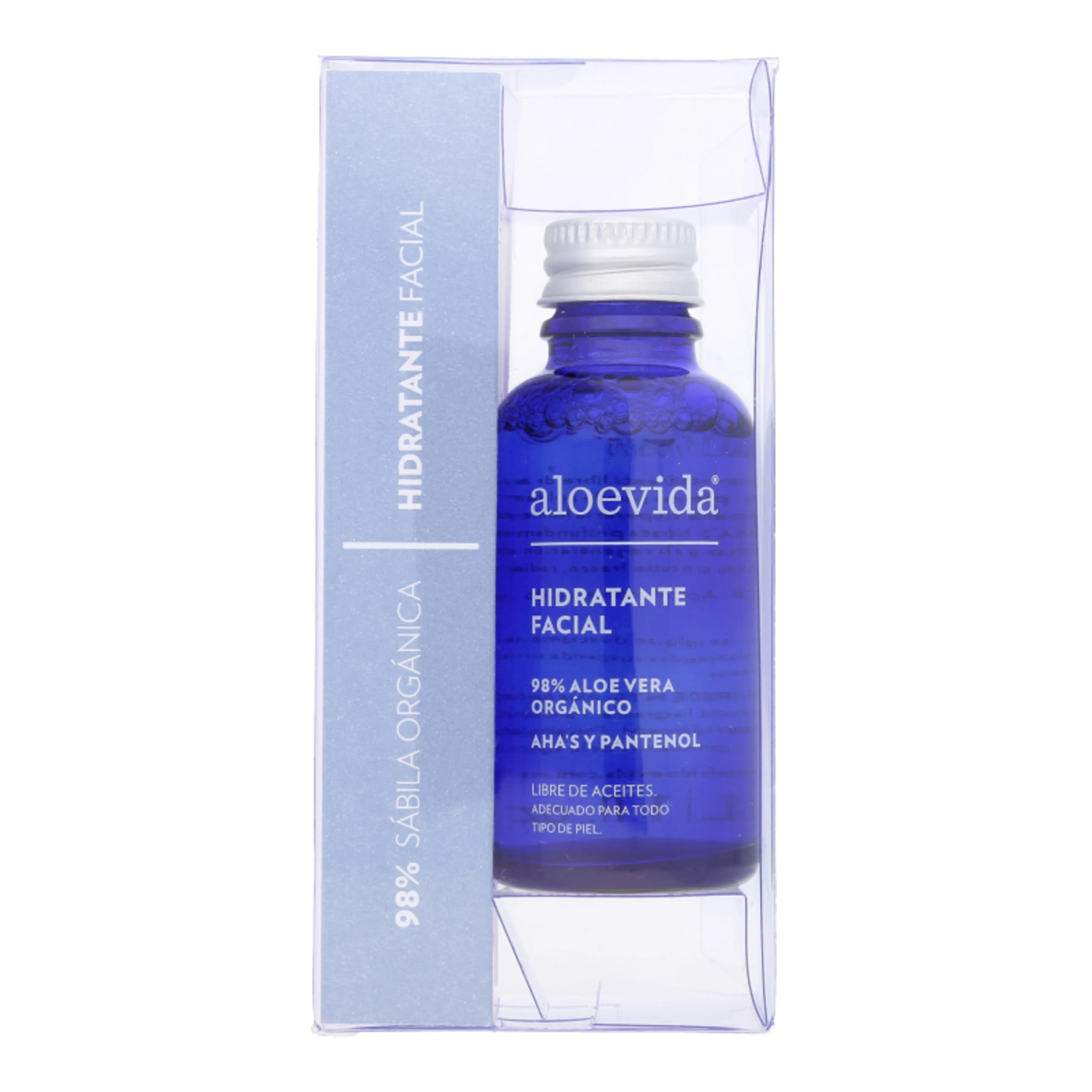 Aloevida hidratante facial 98% sábila orgánica 30 ml botella