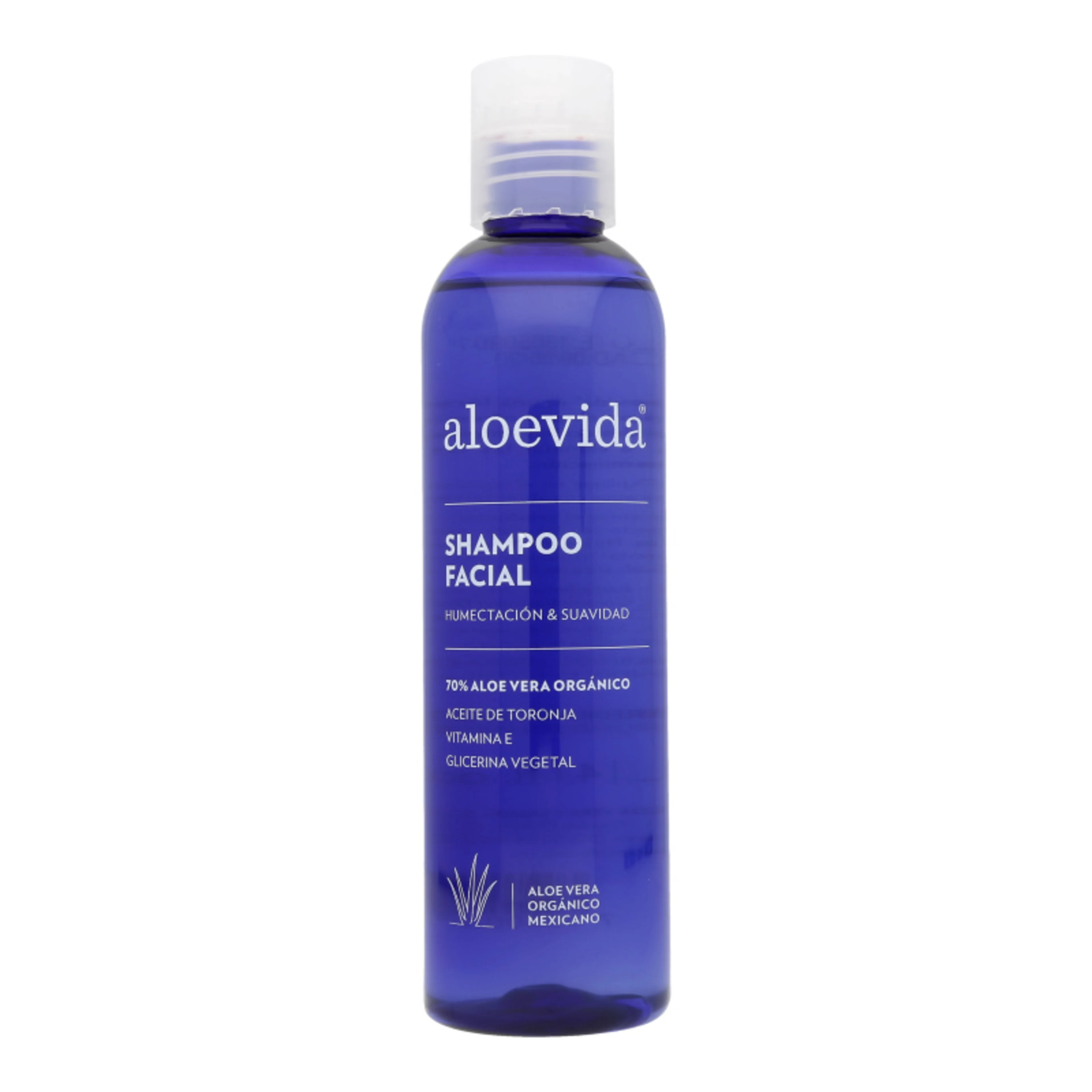 Aloevida shampoo facial 70% sábila orgánica 121 ml botella