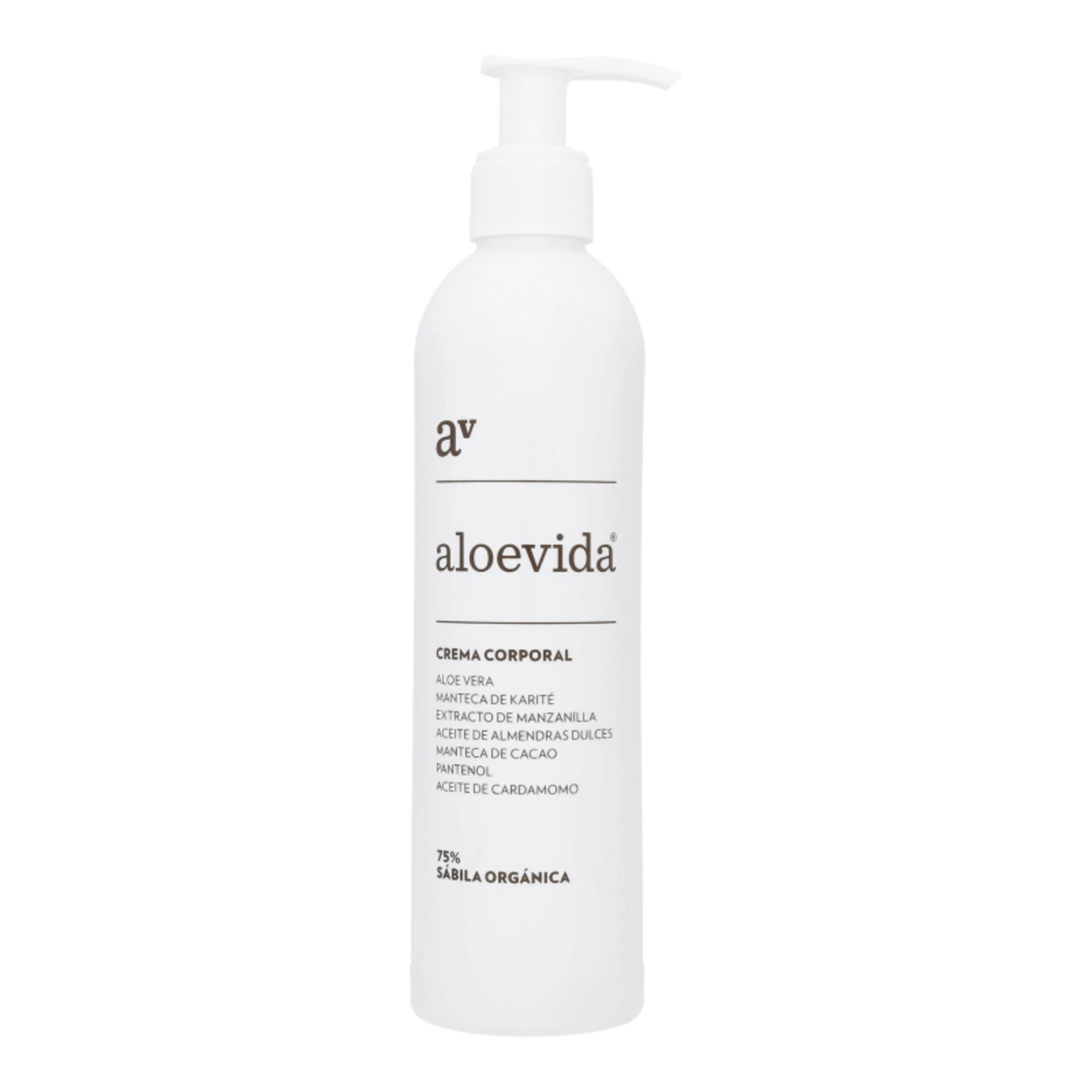 Aloevida crema corporal-aloe vera manteca karité y cacao pantenol 75% sábila orgánica 270 ml botella