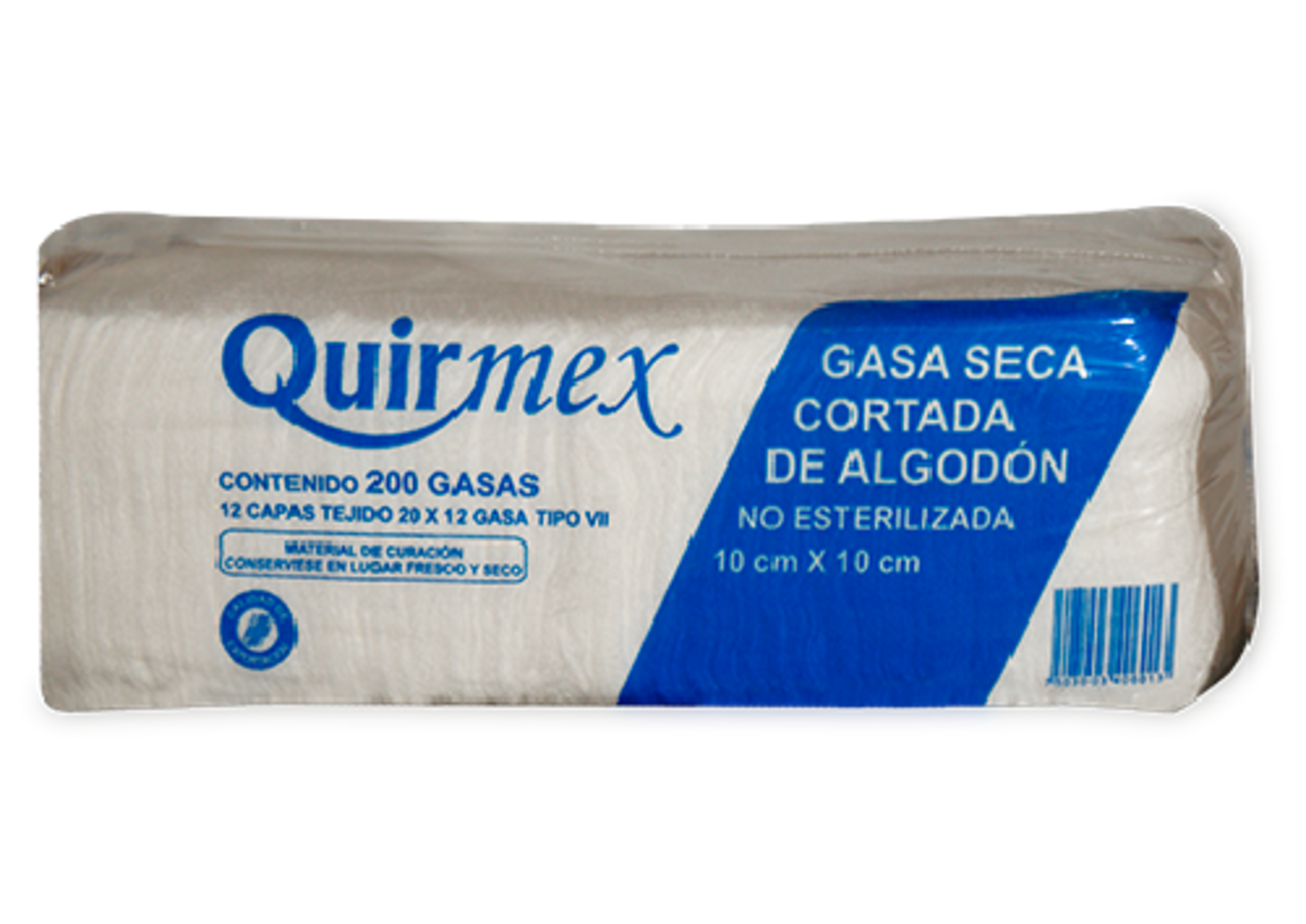 Quirmex Gasa Seca No Esterilizada 10X10 Cm 200 Gasas